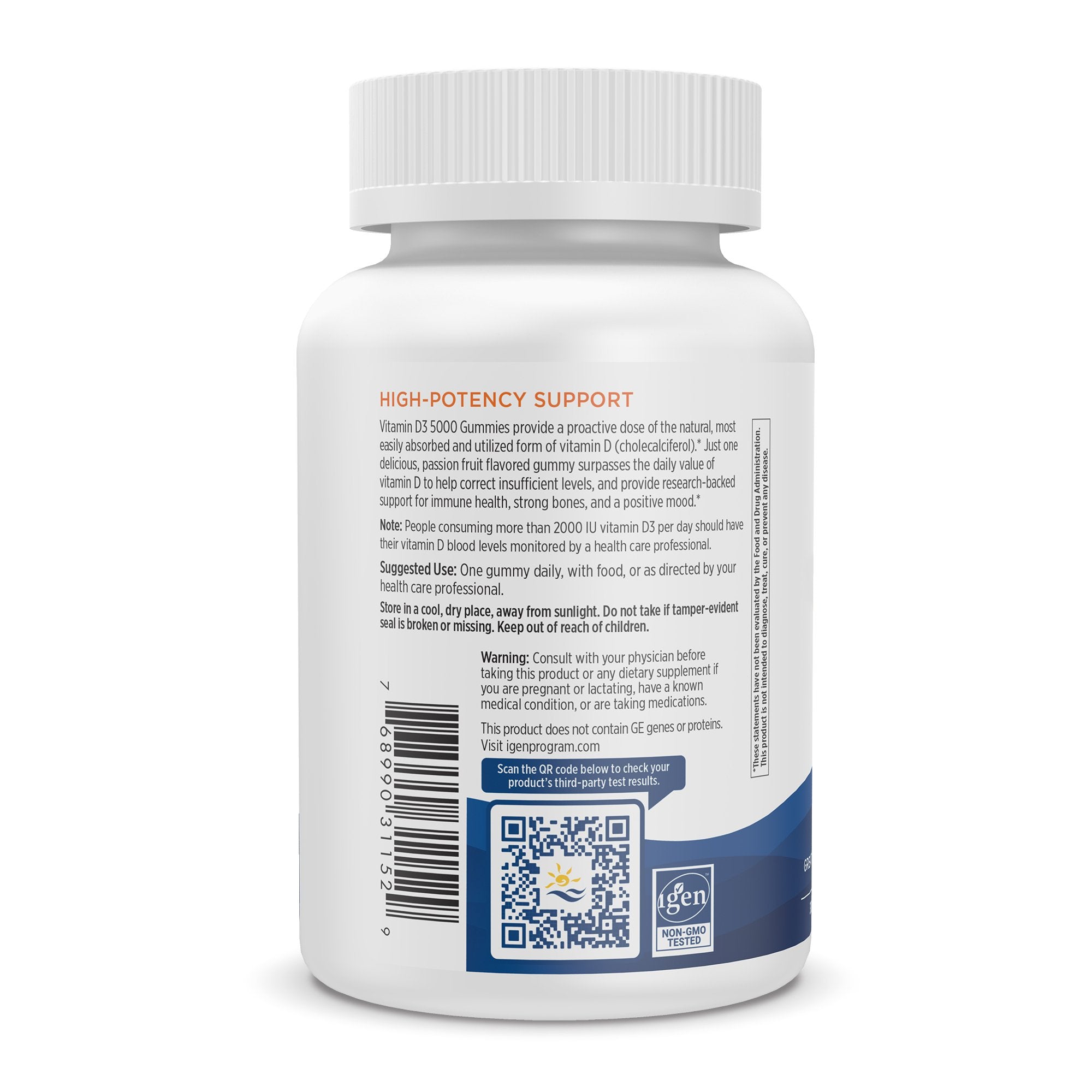 Dietary Supplement Nordic Naturals® VITAMIN D3 5000 Vitamin D3 5,000 IU Strength Gummy 30 per Bottle Passion Fruit Flavor - image 3