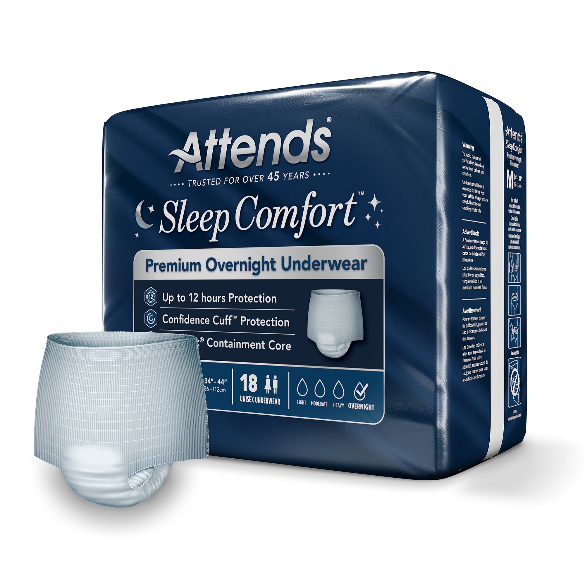 Absorbent Underwear Attends Sleep Comfort Premium Overnight Pull On with Tear Away Seams Adult Medium Unisex Disposable Heavy Absorbency - image 2