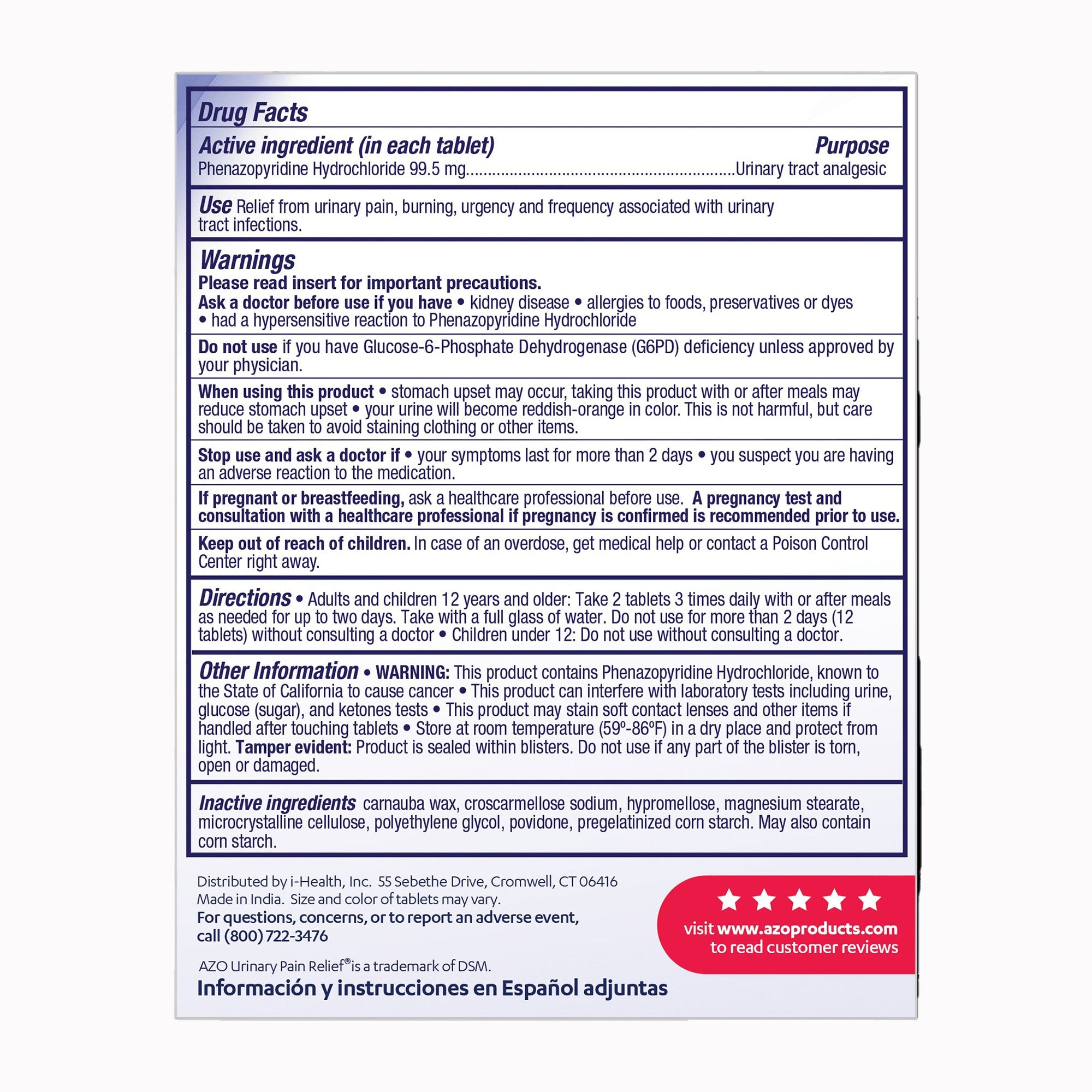 Urinary Pain Relief AZO® Maximum Strength 99.5 mg Strength Phenazopyridine Hydrochloride Tablet 24 per Box - image 3
