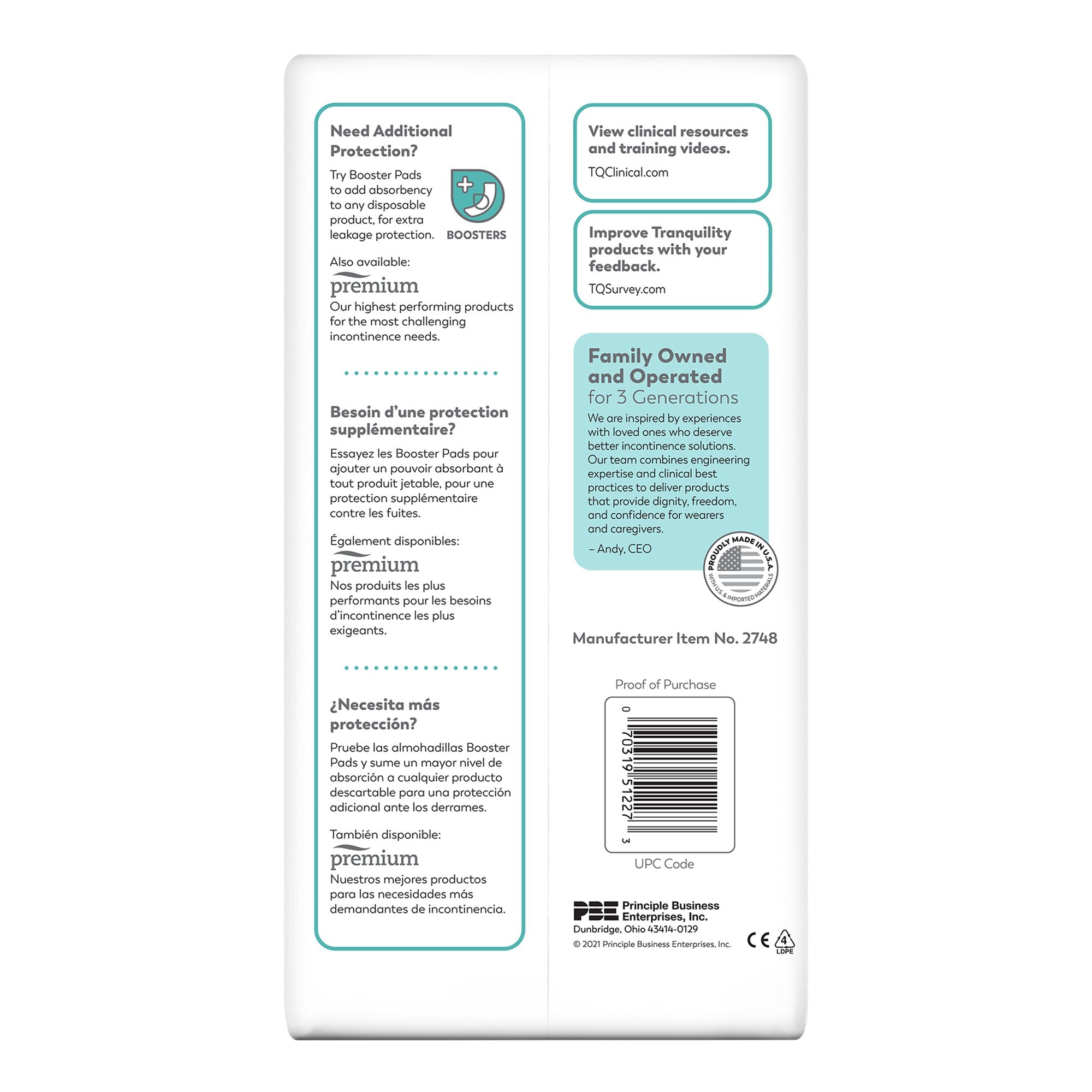 Incontinence Brief Tranquility® Essential Adult 2X-Large Unisex Disposable Heavy Absorbency - image 3