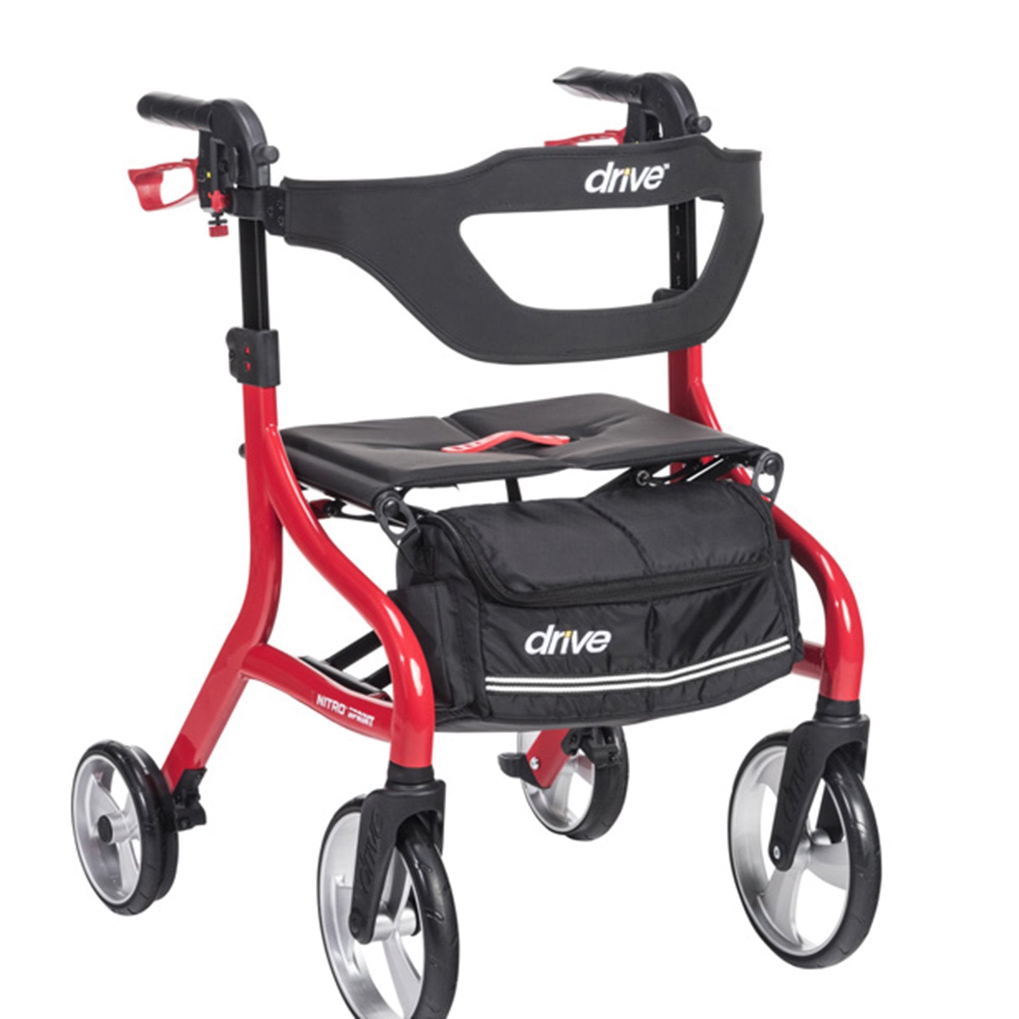 4 Wheel Rollator drive™ Nitro Sprint Red Folding Aluminum Frame