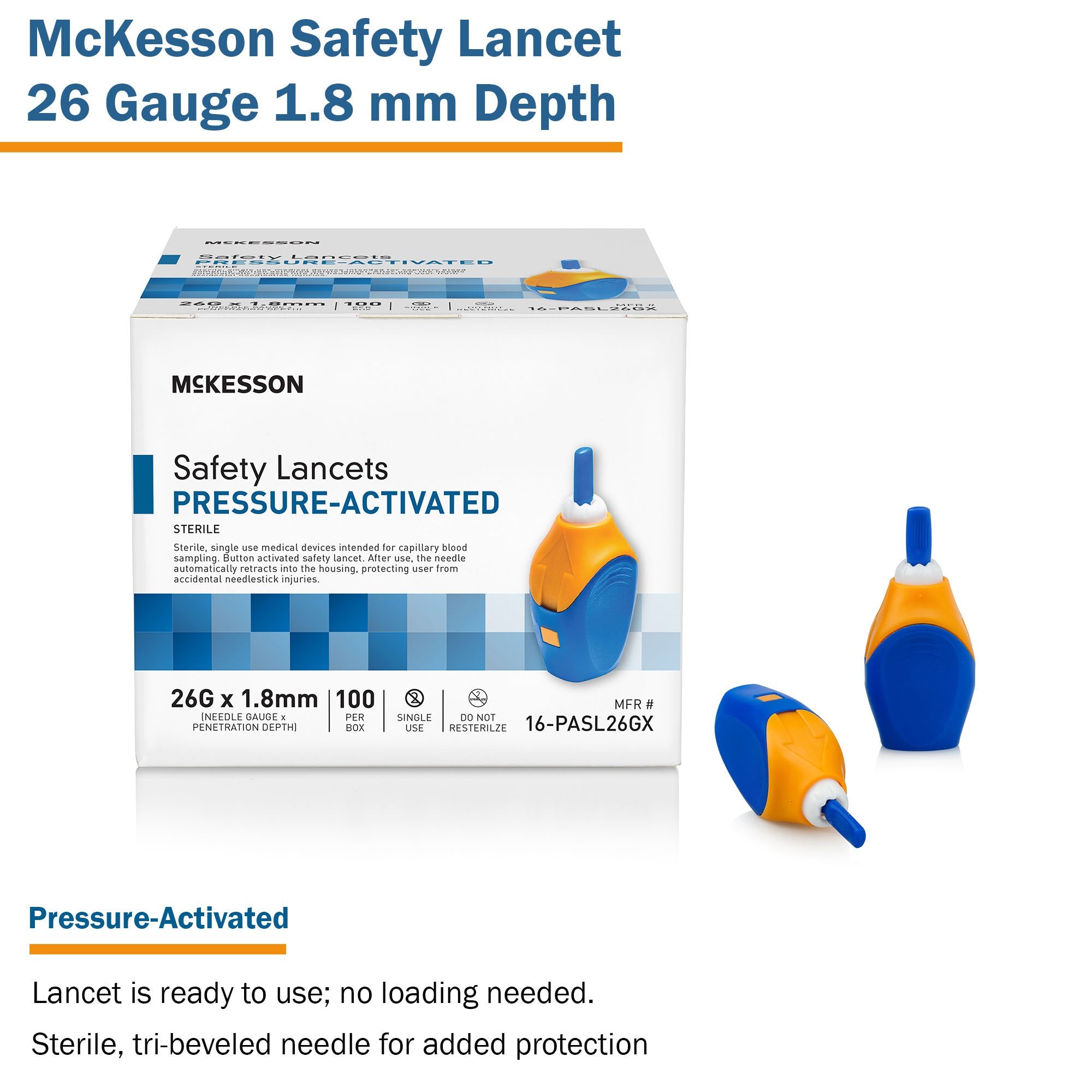 Safety Lancet McKesson 26 Gauge Retractable Pressure Activated Finger - image 3