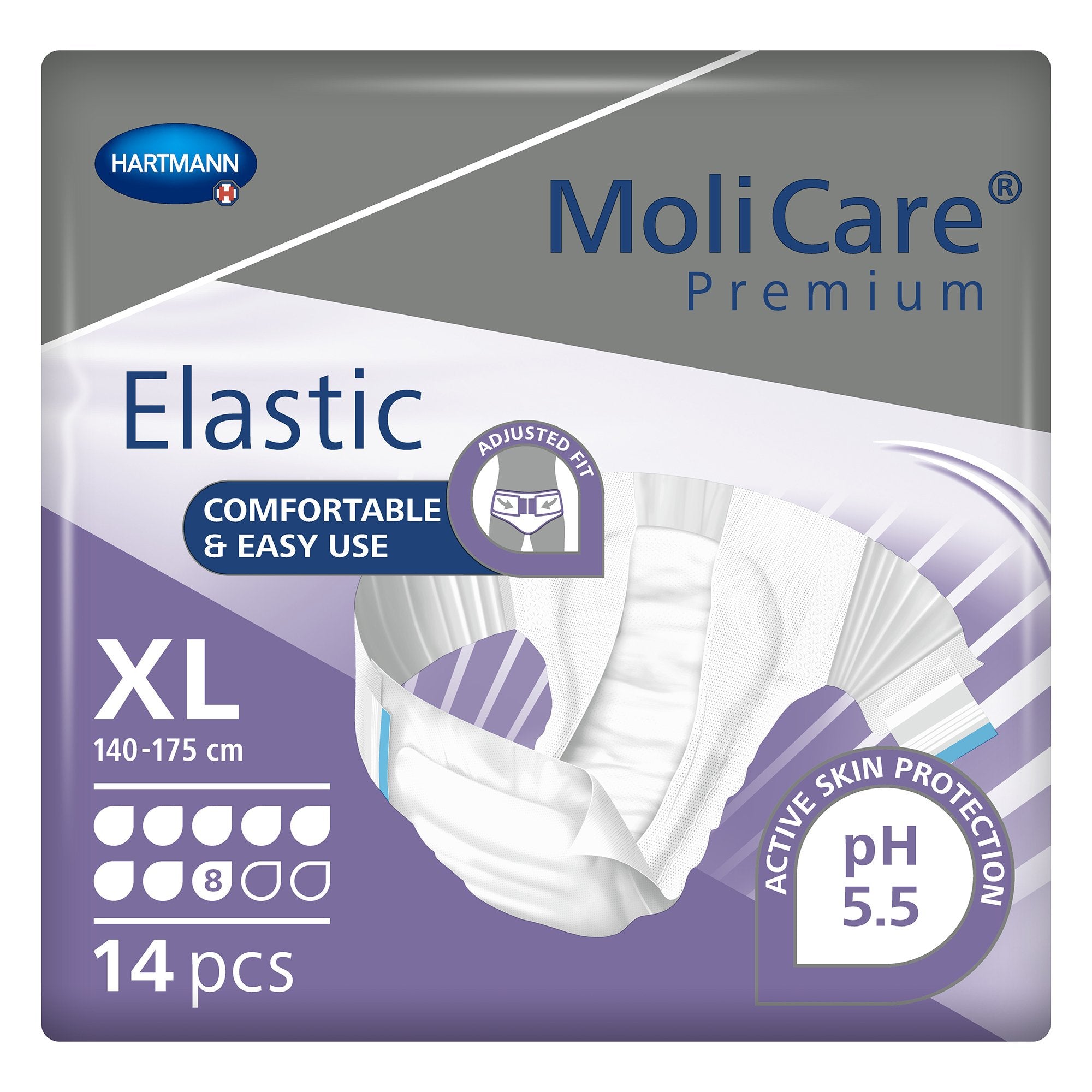 Incontinence Brief MoliCare® Premium Elastic 8D Adult X-Large Unisex Disposable Heavy Absorbency - image 2