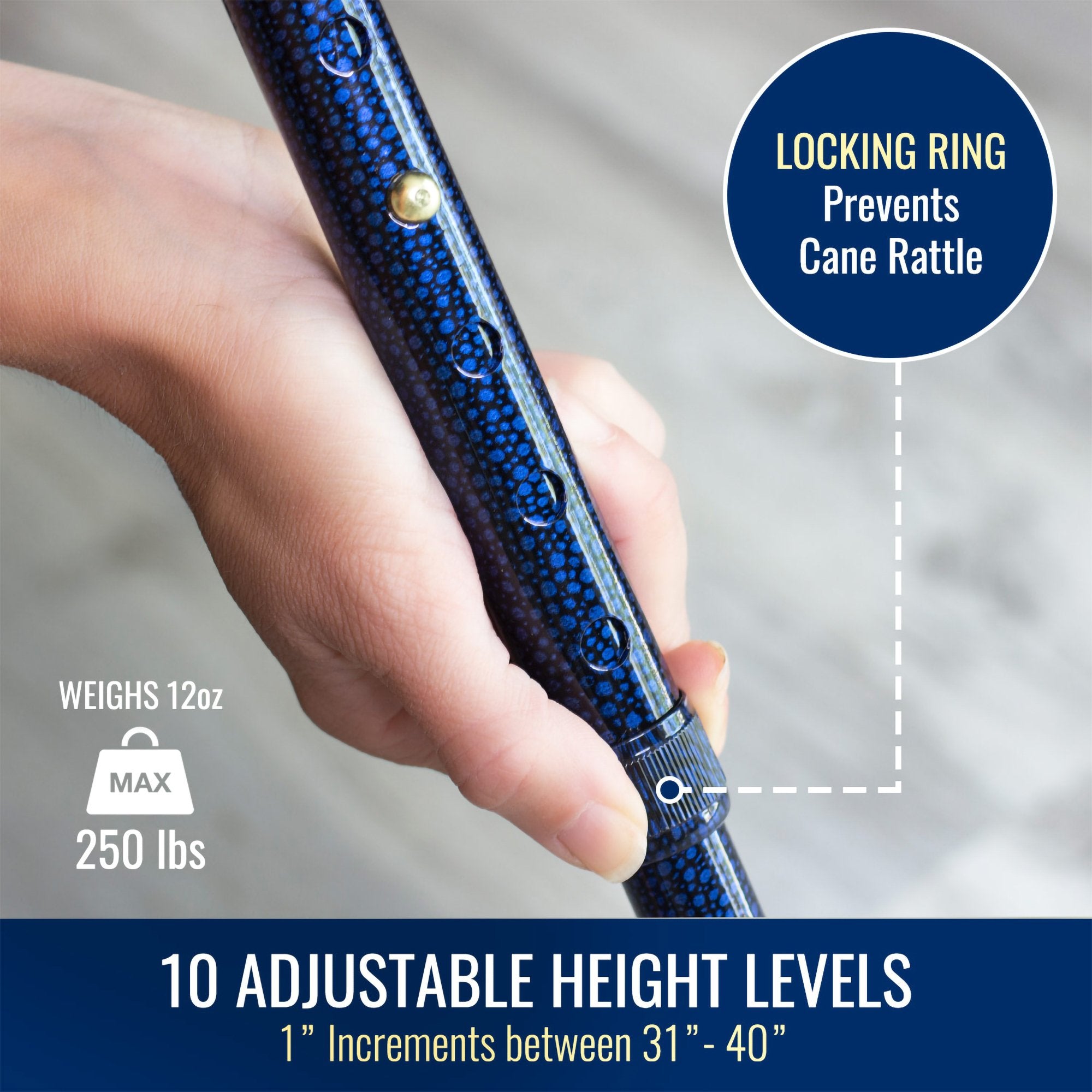 T-Handle Cane DMI® Lightweight Adjustable Aluminum 31 to 40 Inch Height Blue - image 5
