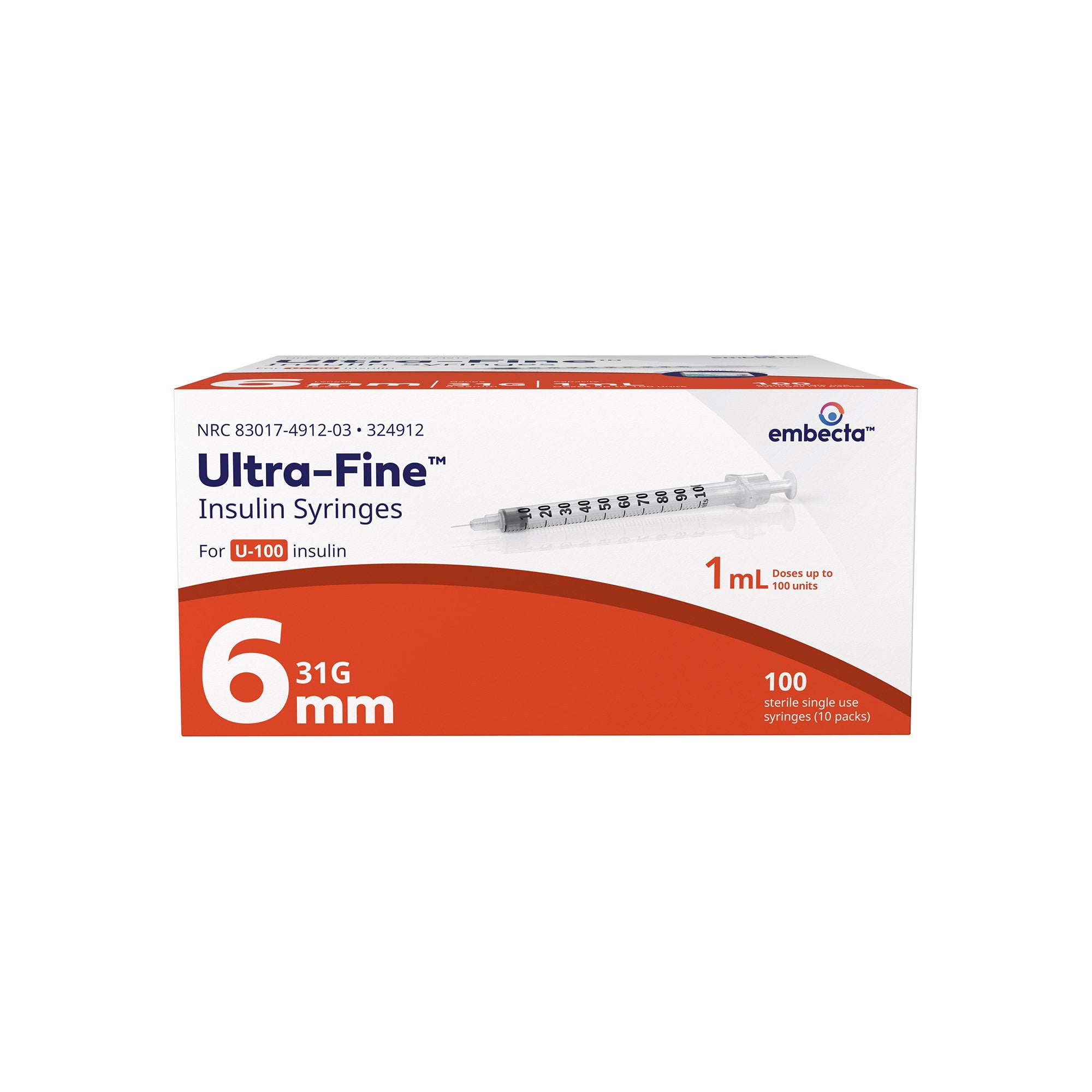 Standard Insulin Syringe with Needle Veo™ Ultra-Fine™ 1 mL 15/64 Inch 31 Gauge NonSafety Regular Wall - image 5