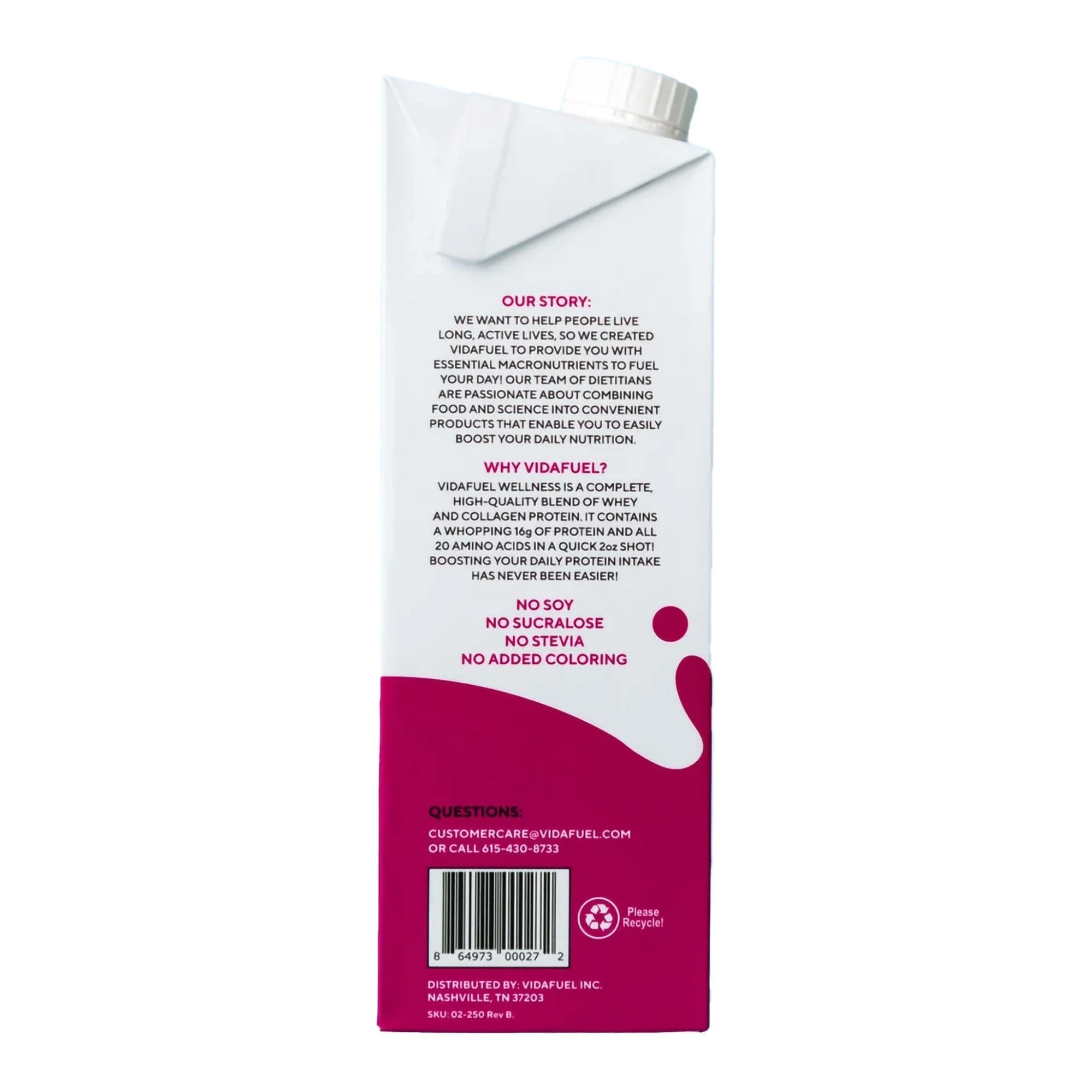 Oral Supplement Vida Fuel Wellness Protein Berry Delight Flavor Liquid 32 oz. Reclosable Carton - image 9