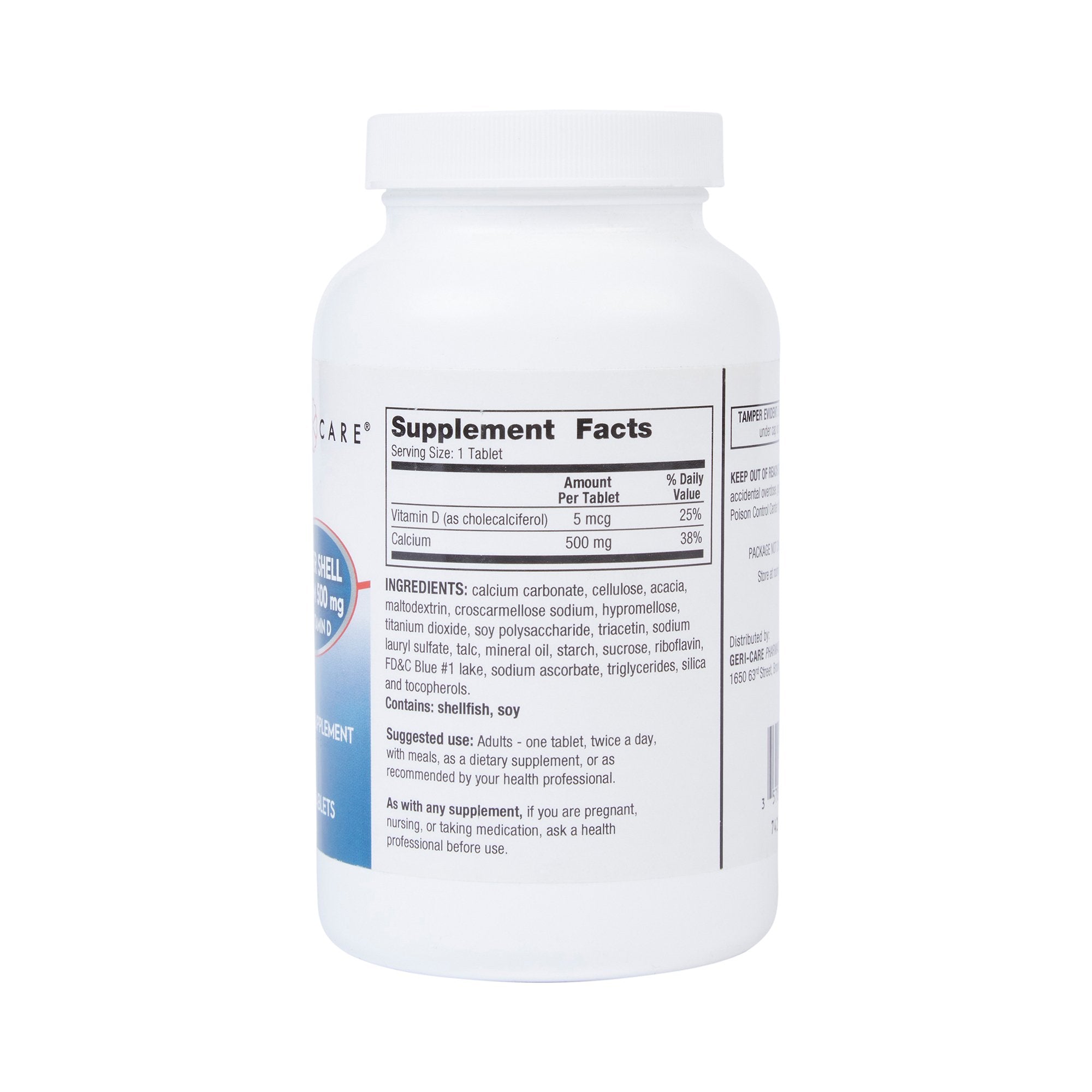 Joint Health Supplement Geri-Care® Oyster Shell 200 IU - 500 mg Strength Tablet 250 per Bottle - image 3