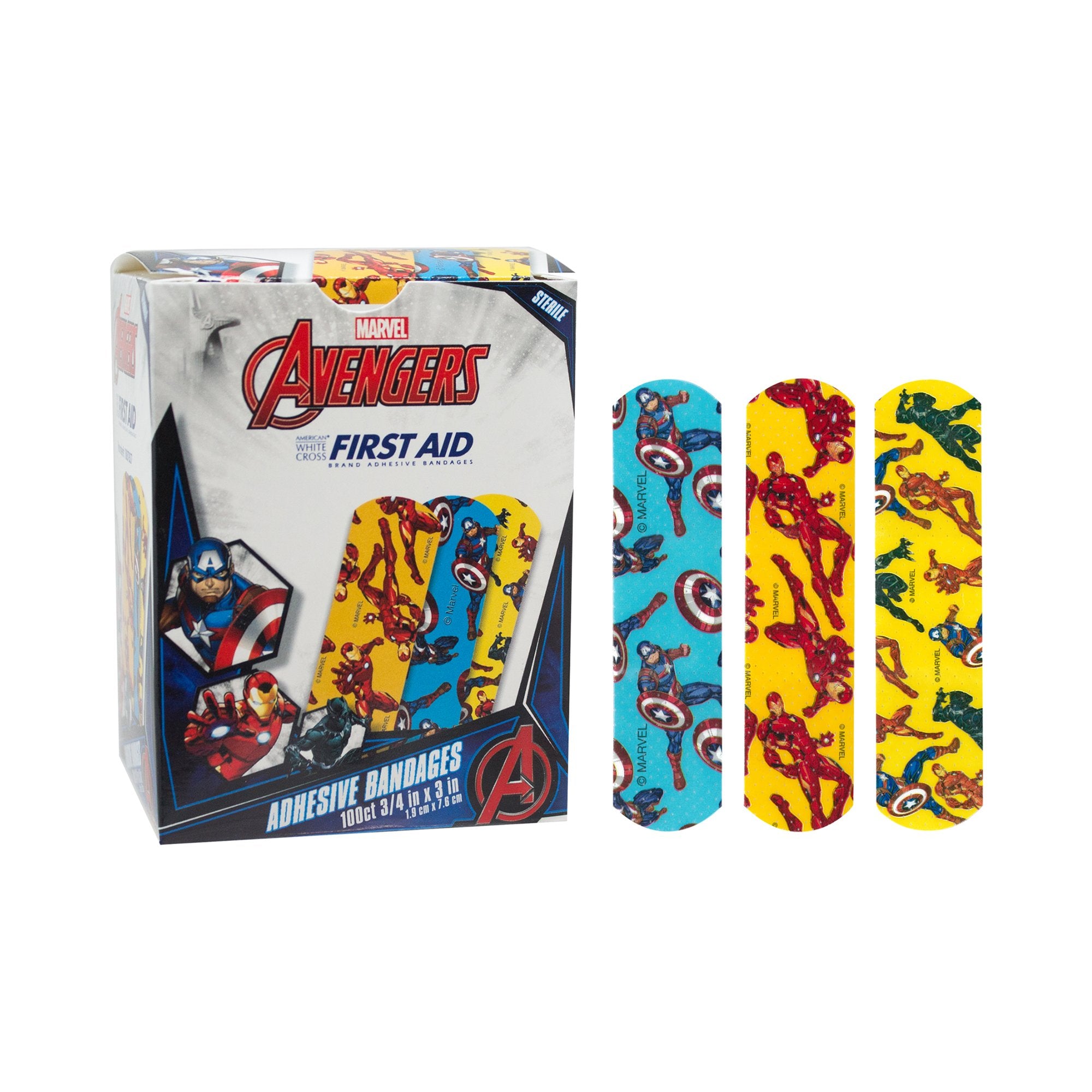 Adhesive Strip Stat Strip® Plastic Kid Design (Captain America / Iron Man) 3/4 X 3 Inch Sterile