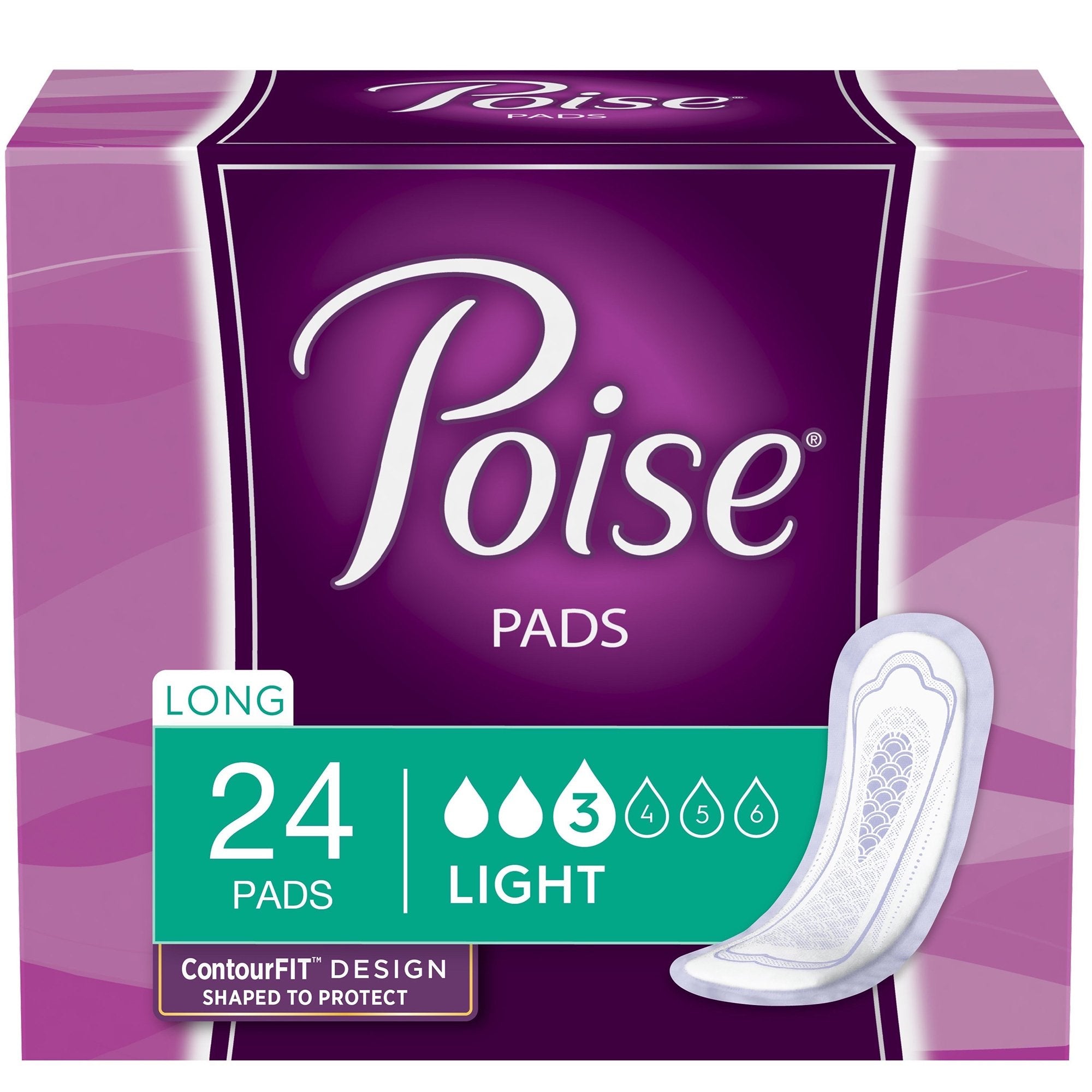 Poise® Bladder Control Pad, Long, Light Absorbency, Absorb-Loc Core, Female