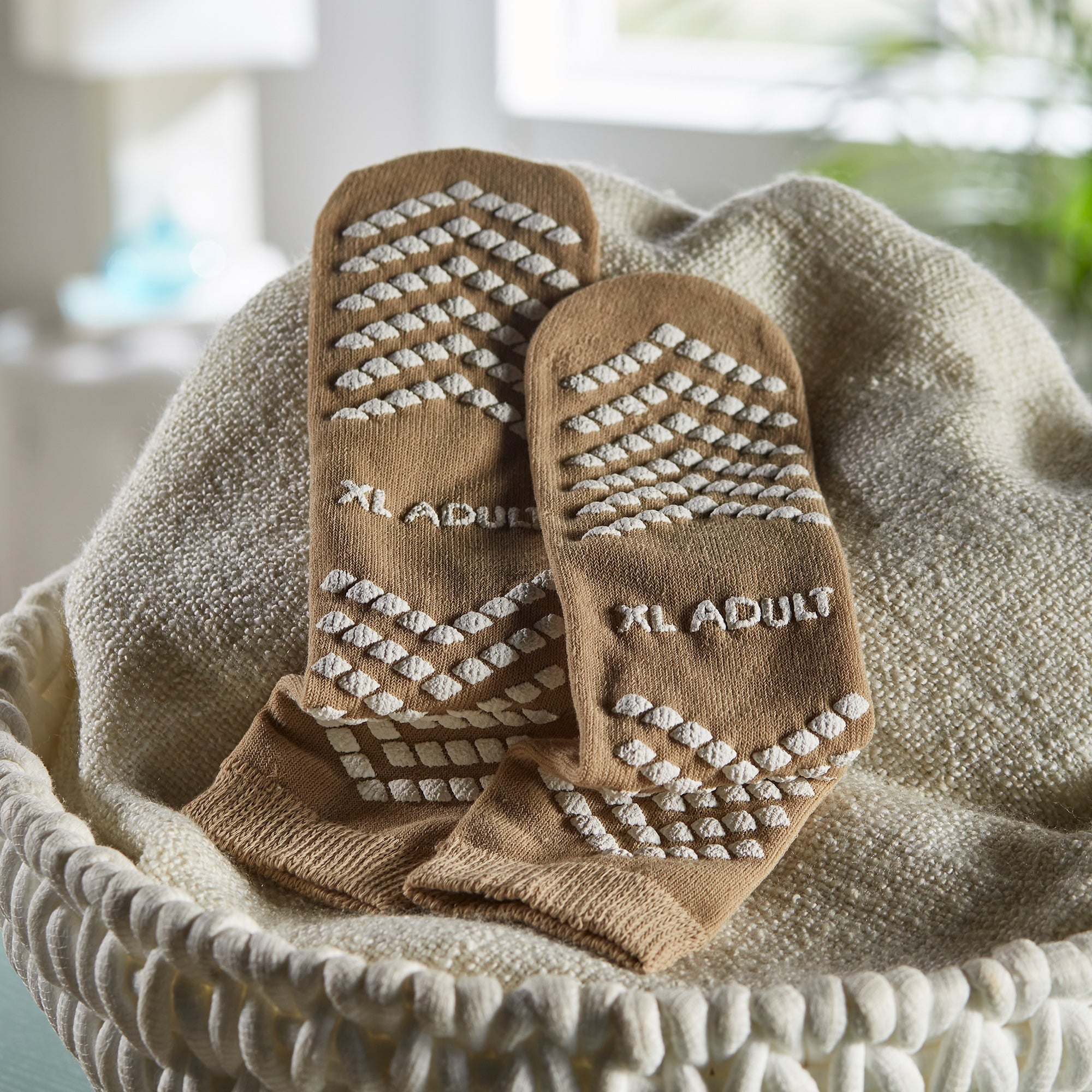 Slipper Socks McKesson Unisex Adult X-Large Single Tread Single Patient Use Tan - image 9