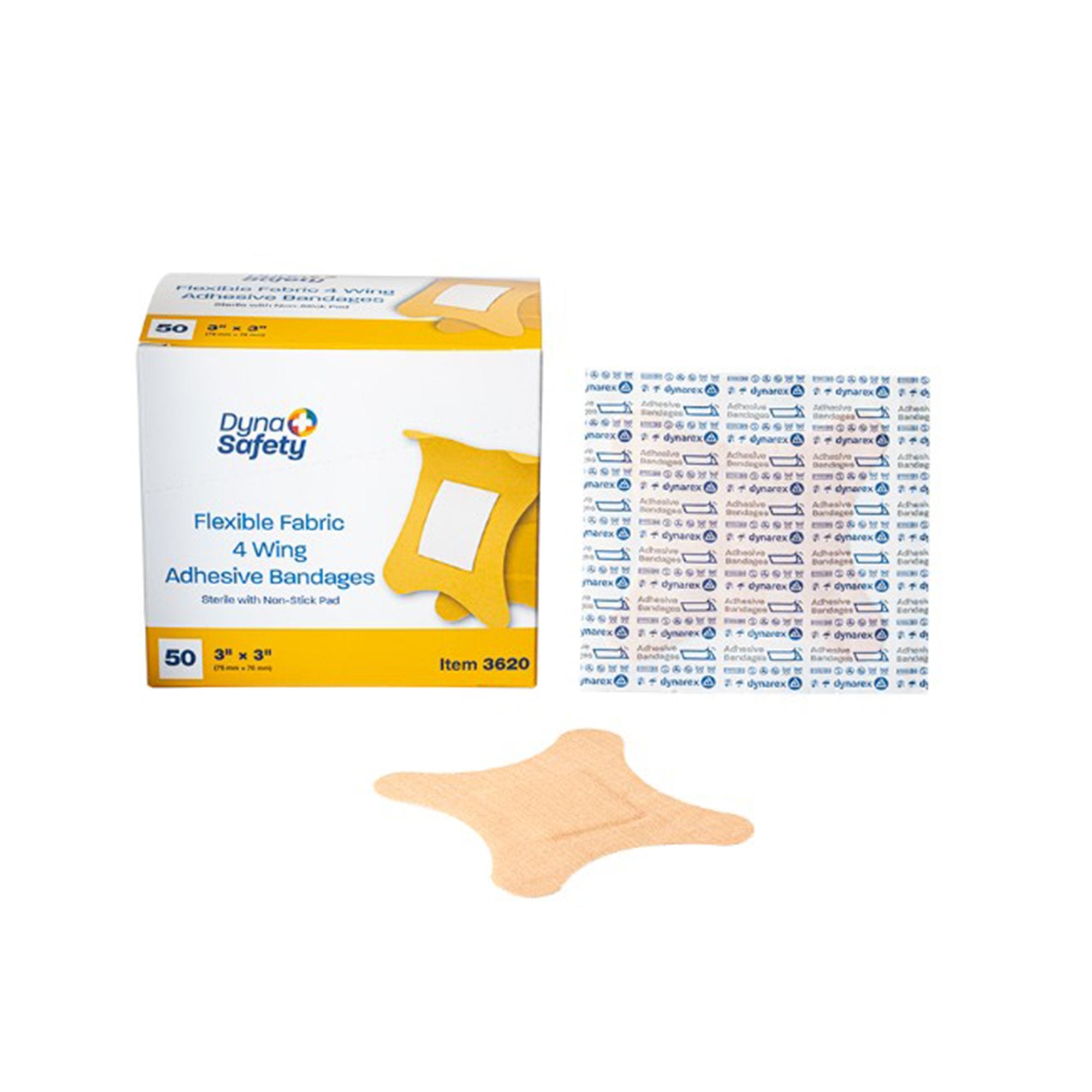 Adhesive Strip Dynarex® Fabric Tan 3 X 3 Inch Sterile