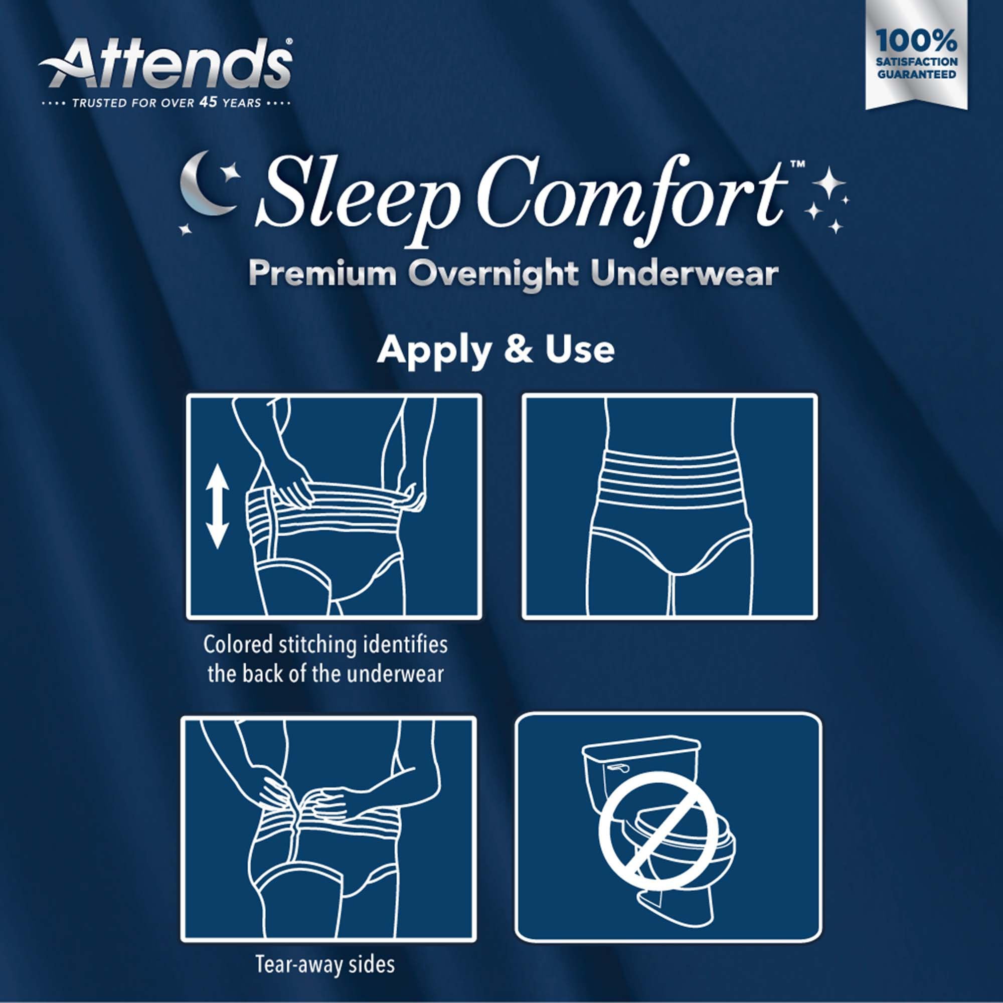 Absorbent Underwear Attends Sleep Comfort Premium Overnight Pull On with Tear Away Seams Adult X-Large Unisex Disposable Heavy Absorbency - image 6