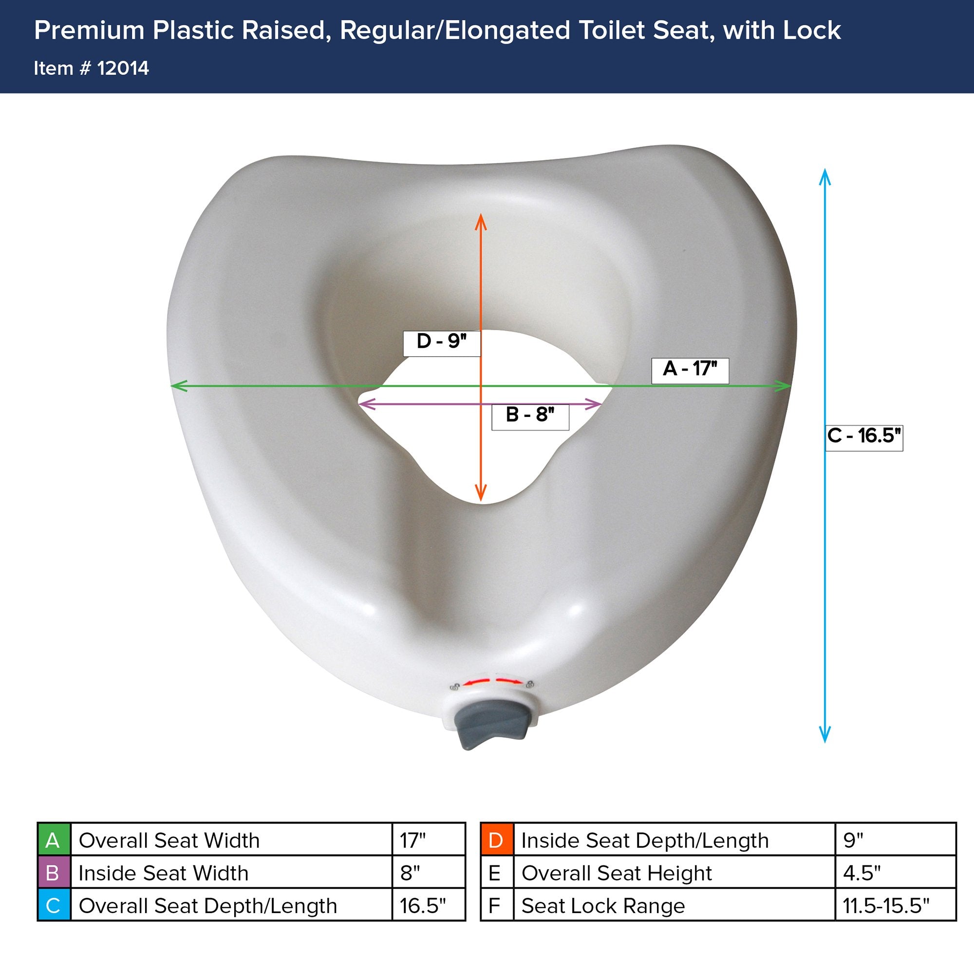 Raised Toilet Seat drive™ Premium 4-1/2 Inch Height Elongated 300 lbs. Weight Capacity - image 2