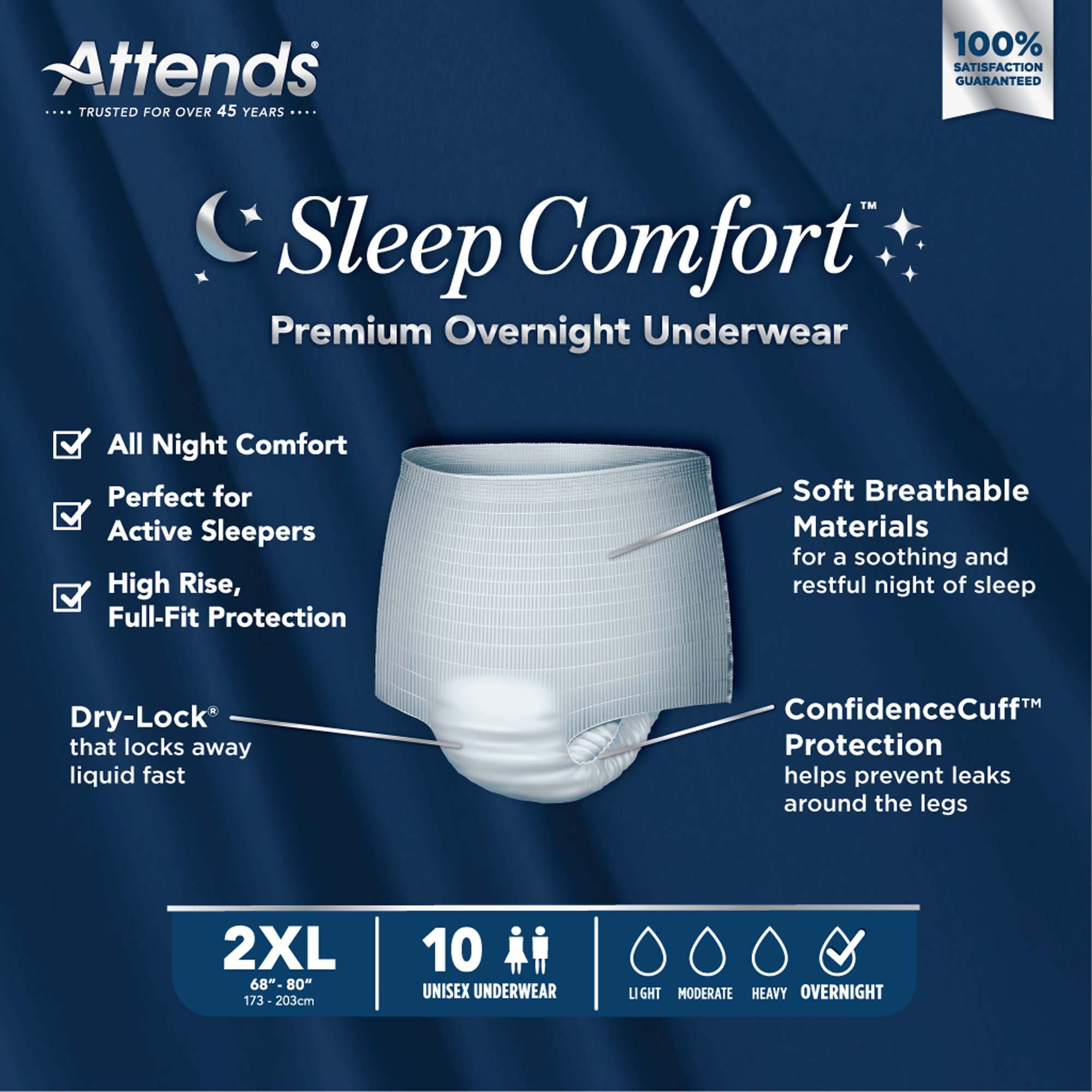 Absorbent Underwear Attends Sleep Comfort Premium Overnight Pull On with Tear Away Seams Adult 2X-Large Unisex Disposable Heavy Absorbency - image 7