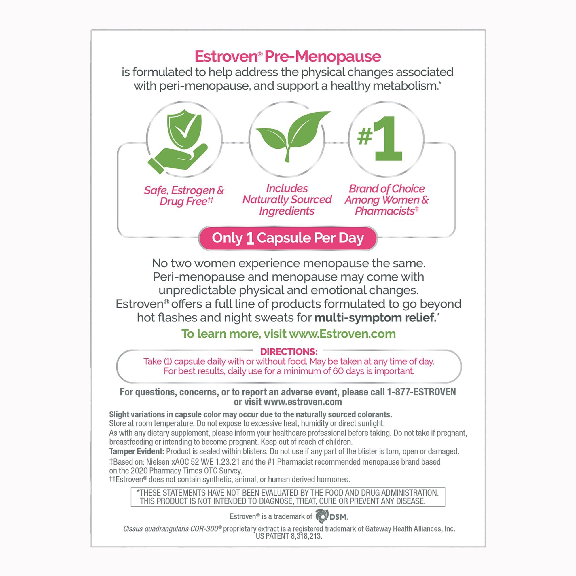 Dietary Supplement Estroven® Pre-Menopause Black Cohosh Root / Soy Isoflavones / Cissus guadrangularis Stem and Leaf Extract 40 mg - 56 mg - 300 mg Strength Caplet 30 per Box - image 4