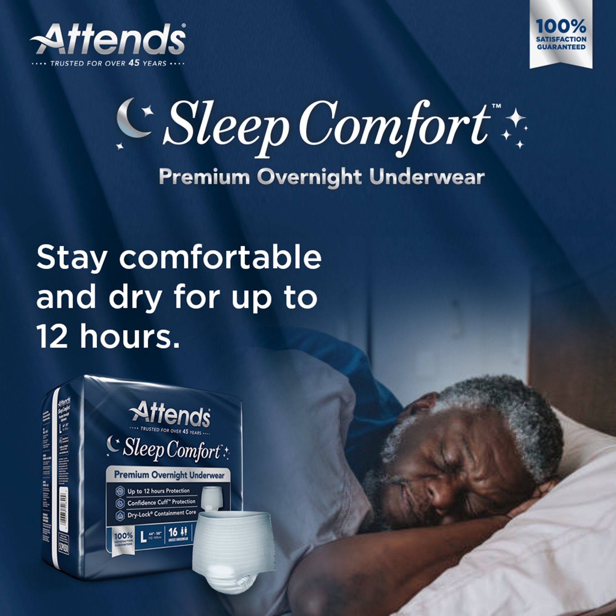 Absorbent Underwear Attends Sleep Comfort Premium Overnight Pull On with Tear Away Seams Adult Large Unisex Disposable Heavy Absorbency - image 9
