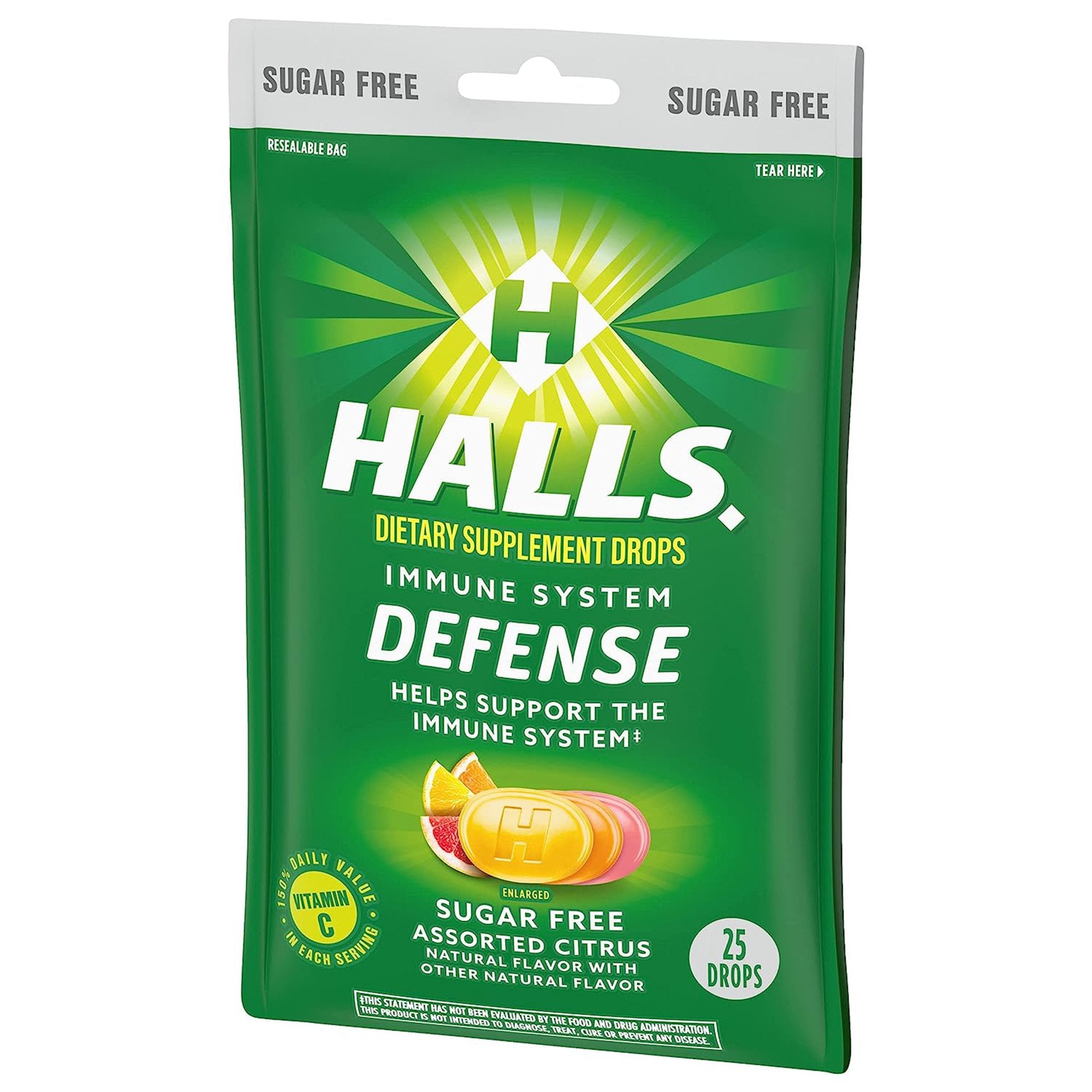 Vitamin C Supplement Halls® Defense Lozenge 25 per Bag Citrus Flavor - image 4