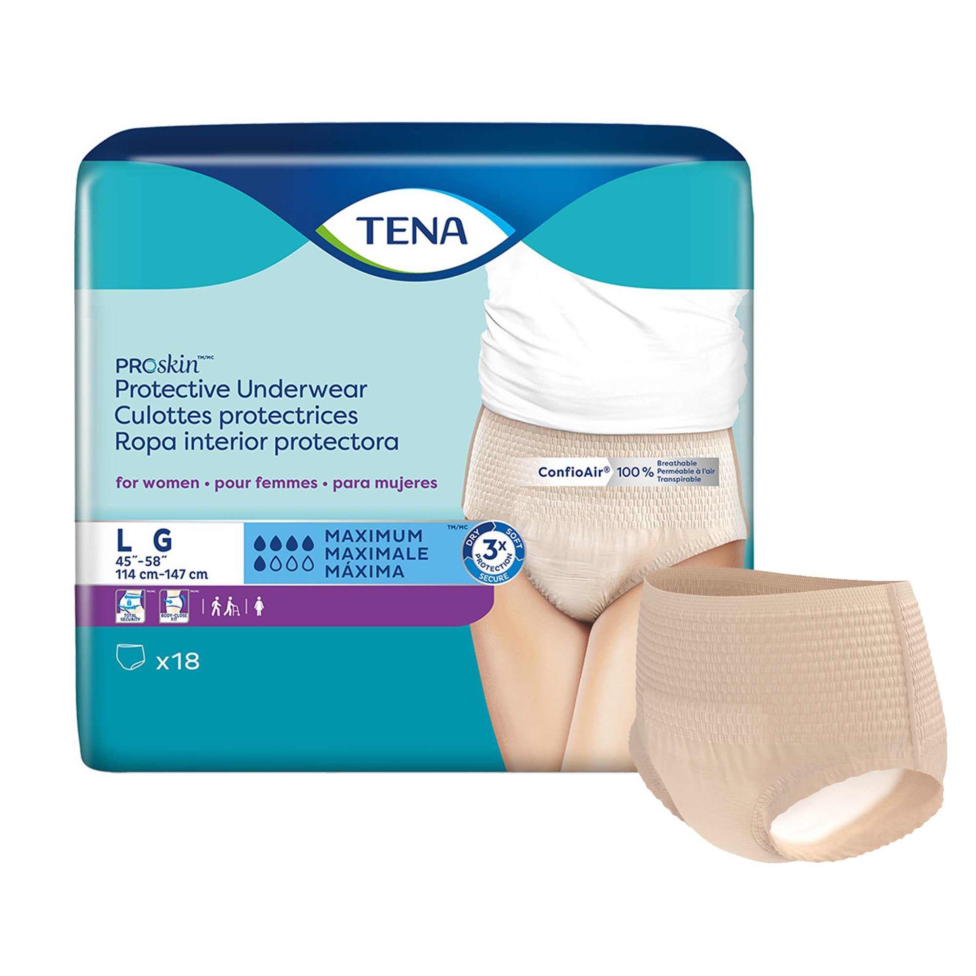 Absorbent Underwear TENA® ProSkin™ Protective Pull On with Tear Away Seams Adult Large Female Disposable Moderate Absorbency