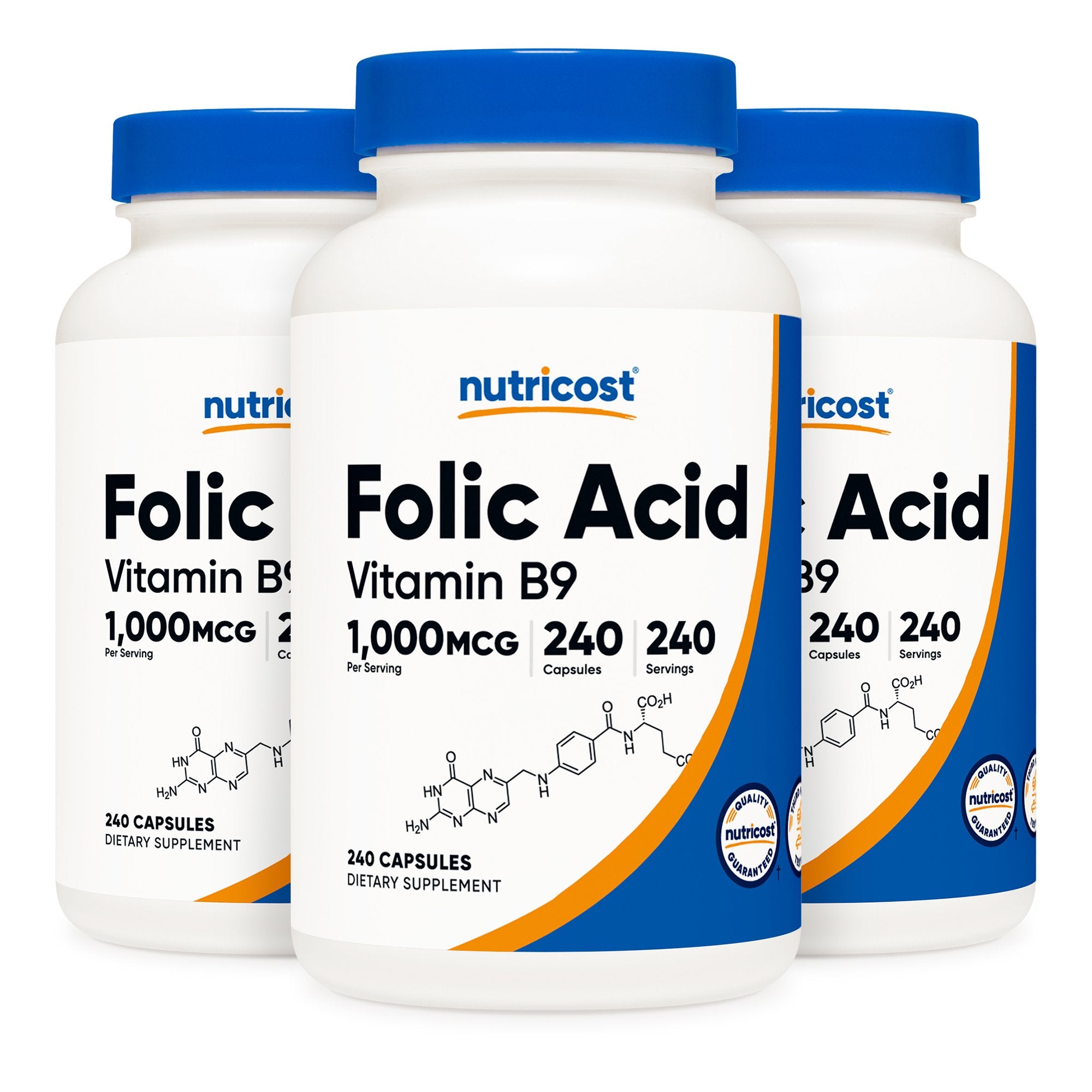 Dietary Supplement nutricost® Folic Acid (Vitamin B9) Folate 1,000 mcg Strength Capsule 240 Per Bottle - image 4