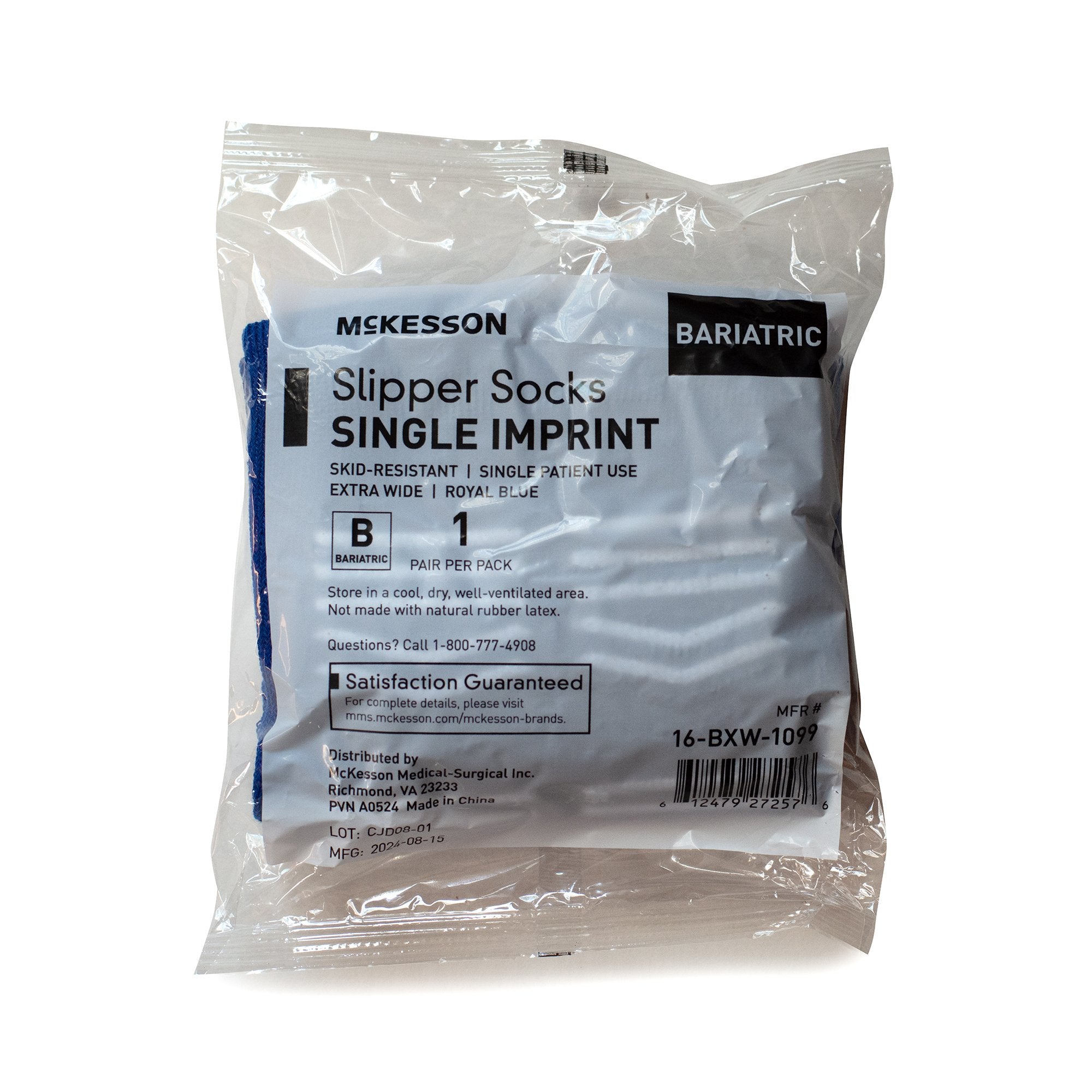 Slipper Socks McKesson Unisex Adult Bariatric / X-Wide Single Tread Single Patient Use Royal Blue - image 6