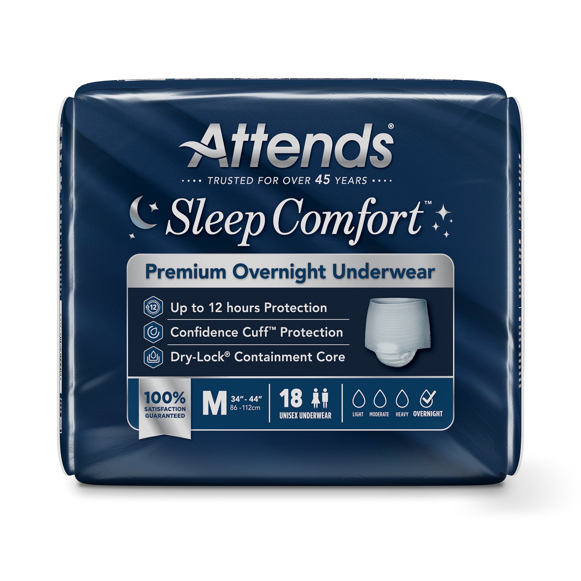Absorbent Underwear Attends Sleep Comfort Premium Overnight Pull On with Tear Away Seams Adult Medium Unisex Disposable Heavy Absorbency - image 3