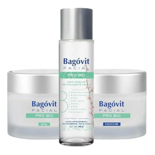 Bagóvit Pro Bio Facial Routine 3-Step Kit (1 Micellar Detox Water, 1 Day Cream, 1 Night Cream)