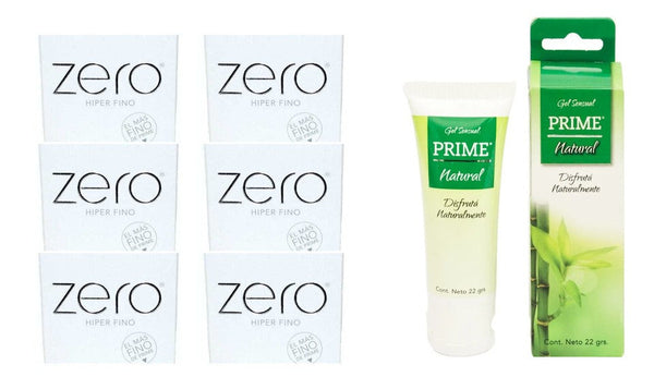 Prime Zero & Intimate Gels Lubricants: 18 Condoms & 22g Gel