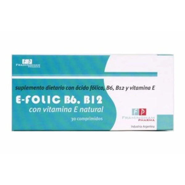 E-folic B6 B12 Vitamins X 30 Comp + Folic Acid: Prophylaxis & Treatment of Deficiencies.