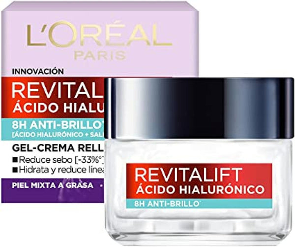 L'Oreal Revitalift 50ml Hyaluronic Acid Gel Cream - Hydrates, Fills Lines, Controls Shine & Reduces Pores.