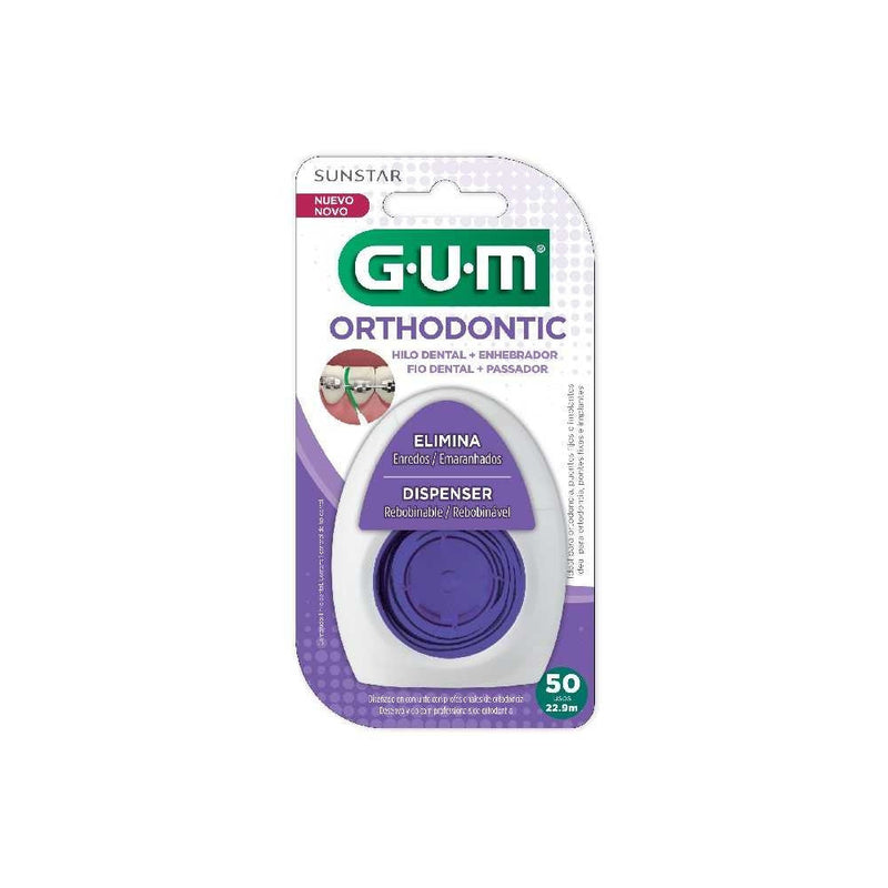 Gum Dental Floss Orthodontic 22.9m - Waxed and Un-Waxed Options, Threader for Easy Use