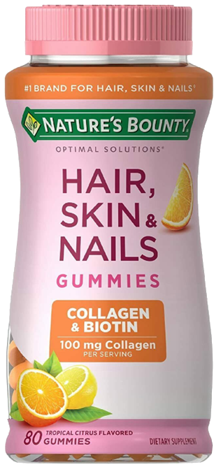 Nature's Bounty Skin Hair & Nails Gummies w/Collagen, Biotin & Vitamins E & C, 80ct