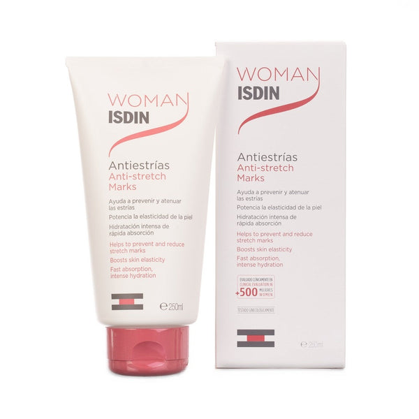 ISDIN Women's Anti-Stretch Mark Cream Rich in Centella Asiatica, Rosehip & Shorea Butter - with Vitamin E & Antioxidant Action - Suitable for All Skin Types, Non-Greasy Texture, Clinically Tested, Hypoallergenic & Paraben-Free (250ml/8.45fl oz)