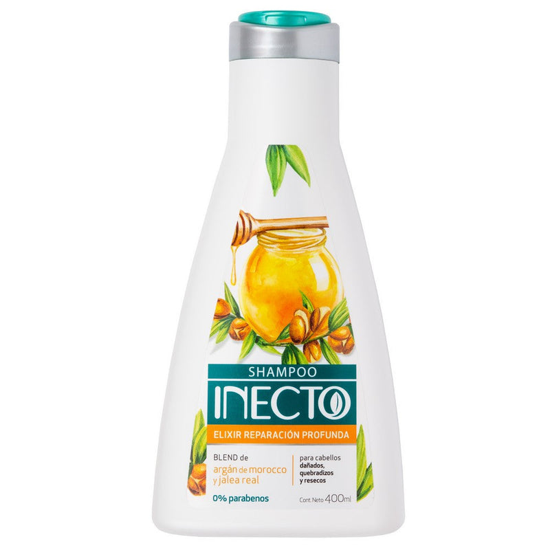 Inecto Elixir Deep Repair Shampoo with Morocco Argan to Strengthen Hair and Protect Against Split Ends - 400ml / 13.52fl oz Sulfate-Free