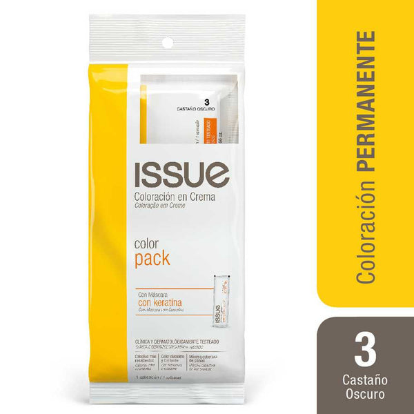 Issue Hair Coloring Pack + Keratin Mask No.3 Kit for Maximum Gray Hair Coverage and Soft Silky Hair