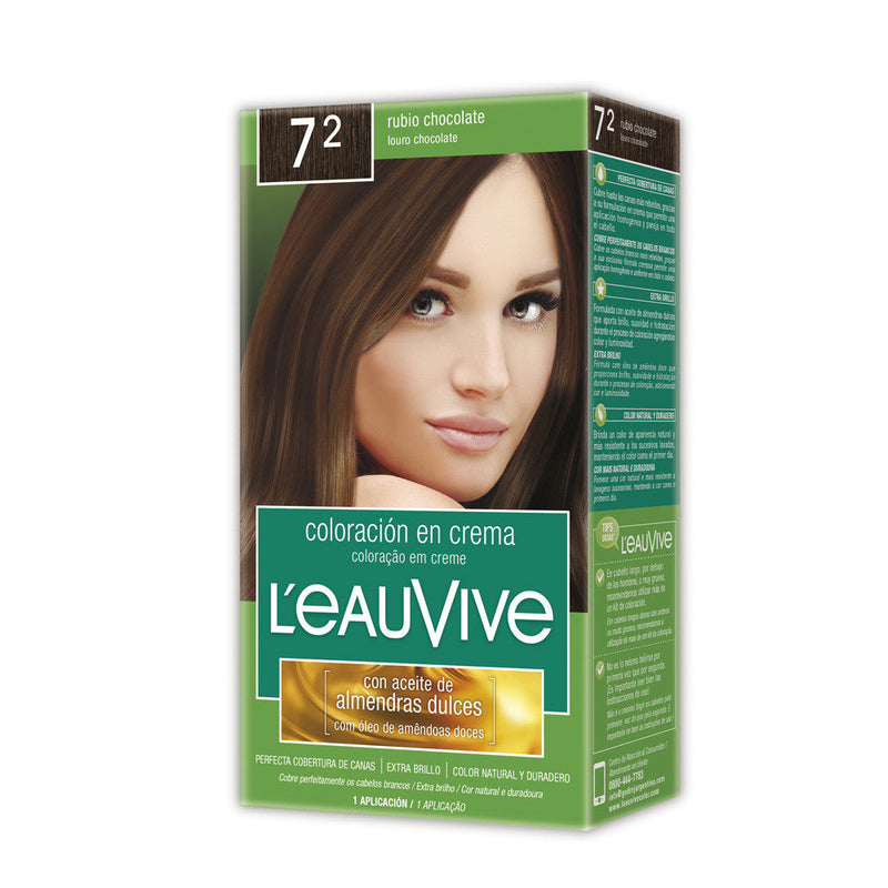 L'Eau Vive Hair Coloring Kit Nbr. 7.2 Chocolate Blonde Hair - Natural, Ammonia-Free, Long-lasting Color (1 Unit) .