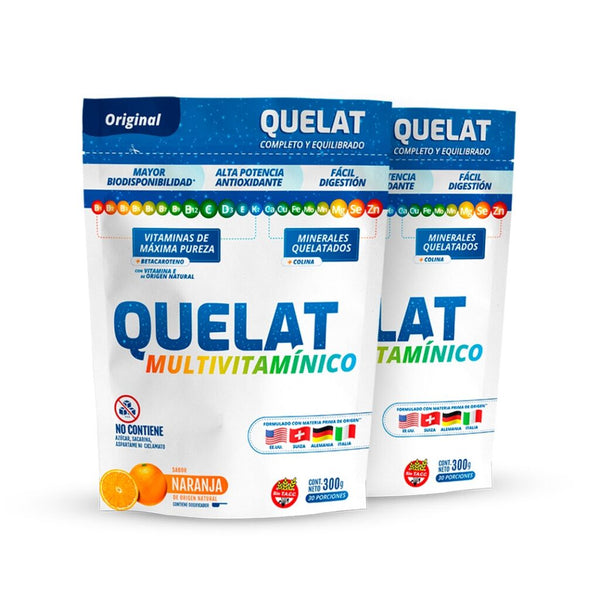 Multivitaminic Quelat: 300g Doypack with 12 Vitamins, 9 Chelates & Beta-Carotene | Gluten-Free | Easy Absorption