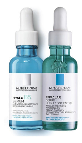 Roche Posay Effaclar Serum + Hyalu B5 Serum Anti-Aging Routine - Reduce Acne, Pigment Marks & Fine Lines - Triple-Acid Complex, Hyaluronic Acids, Vitamin B5 & MADECASIDE