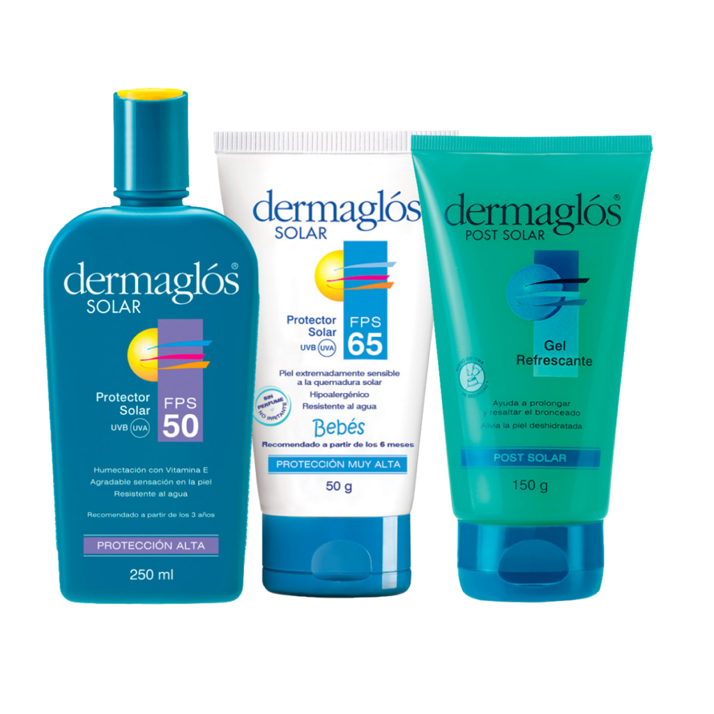Solar Dermaglos Combo - 3pc Set: 250ml Emulsion, 180ml Emulsion & 150g Refreshing Gel - High Protection & Care for Sensitive Skin