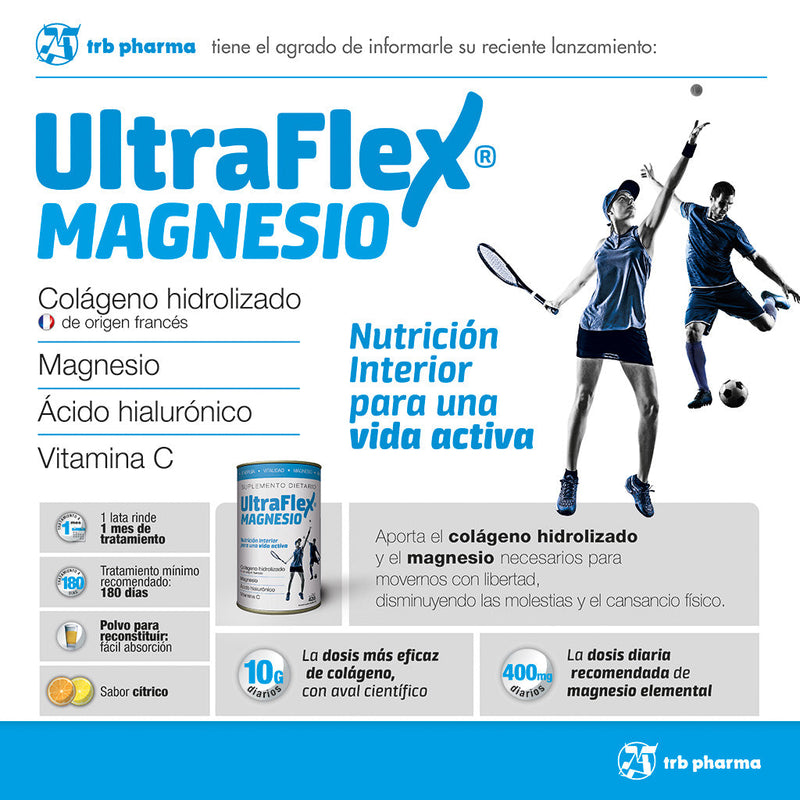 Ultraflex Magnesio 2x420grs Combo: Collagen, Magnesium, Hyaluronic Acid & Vitamin C!