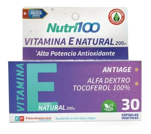 Nutri100 Vitamin E Veg Capsules, 100mg, 60ct - High Purity, No Fillers, Antioxidant Protection