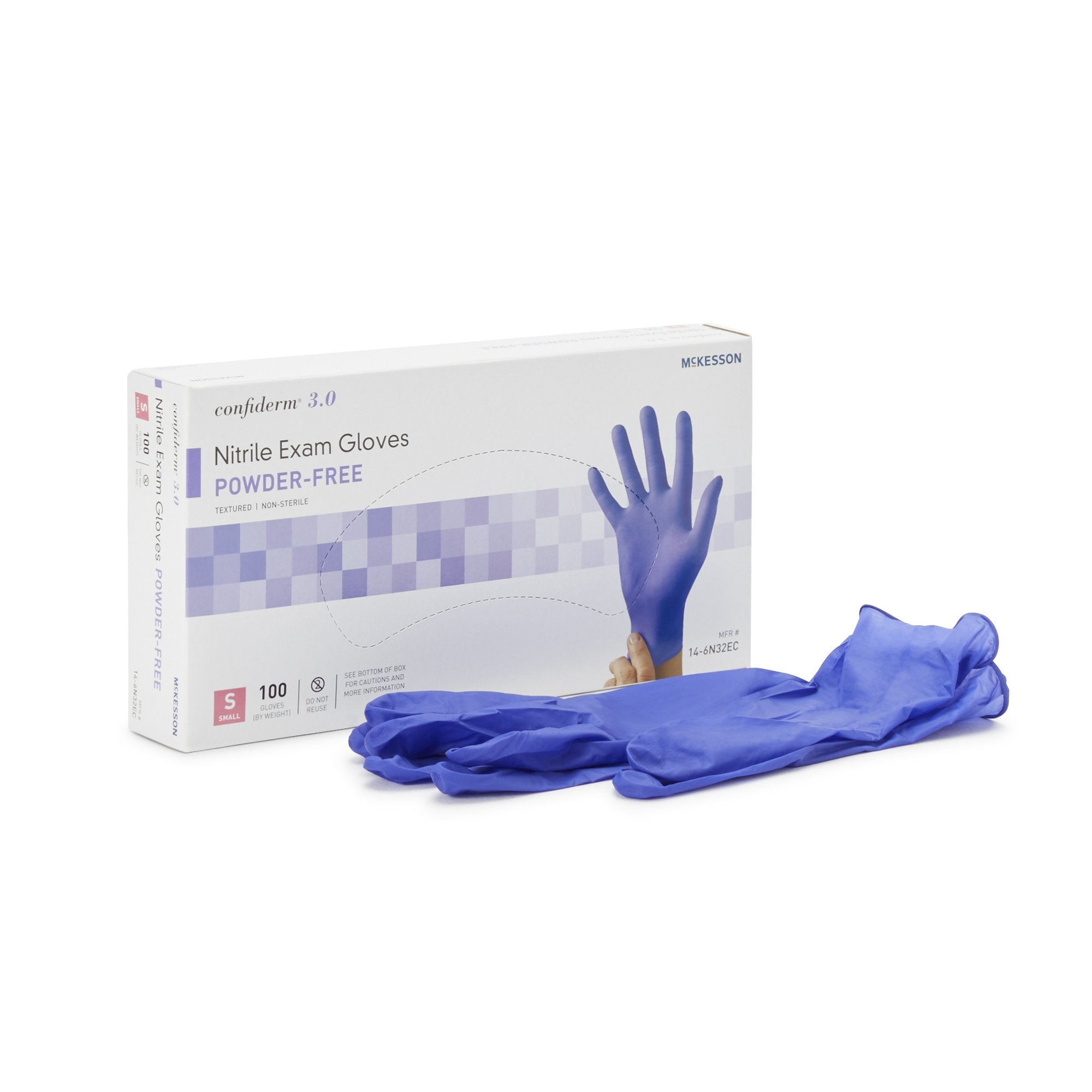 McKesson Confiderm® 3.0 Nitrile Gloves Small, Textured, Blue - 100 Pack