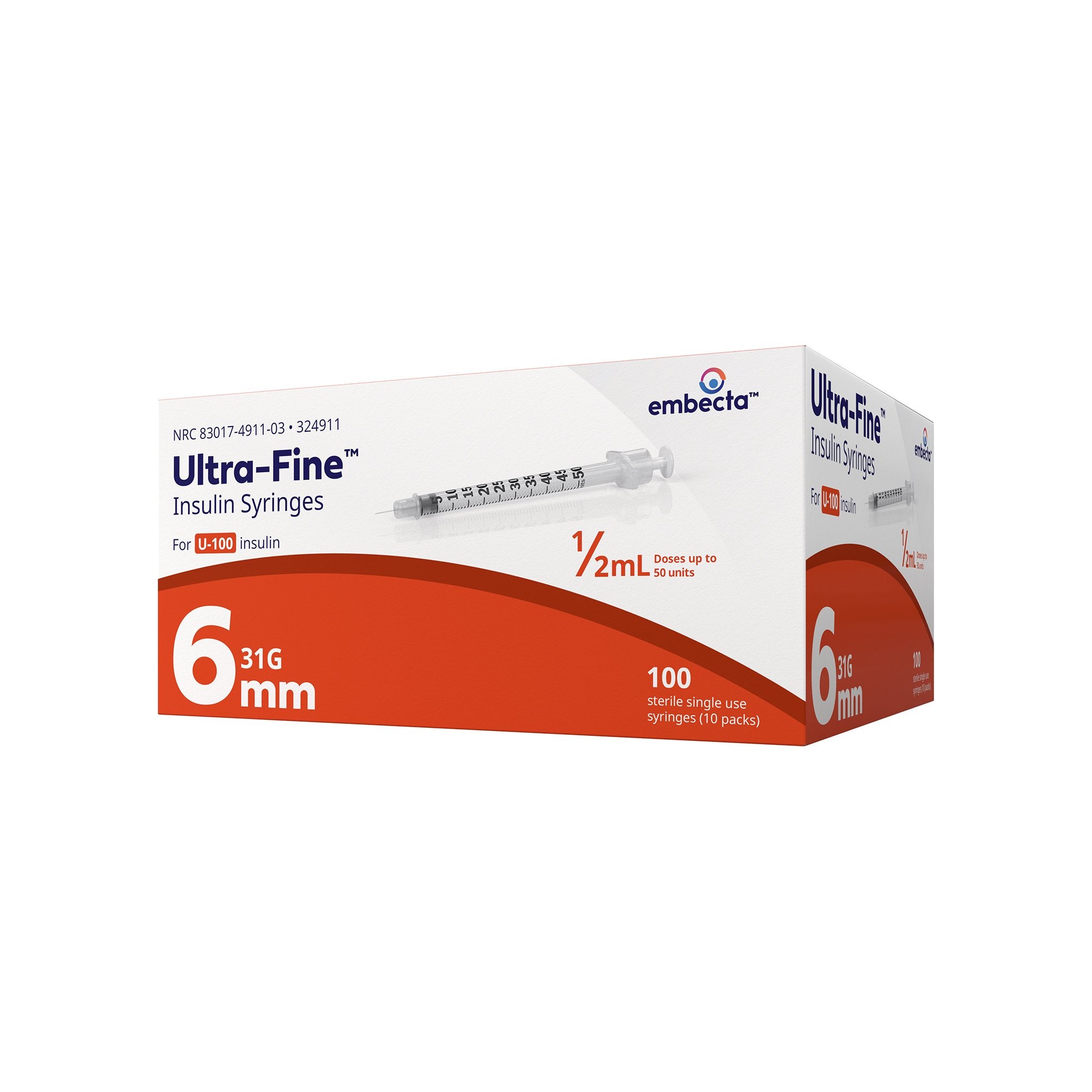 Standard Insulin Syringe with Needle Veo™ Ultra-Fine™ 0.5 mL 15/64 Inch 31 Gauge NonSafety Regular Wall - image 4