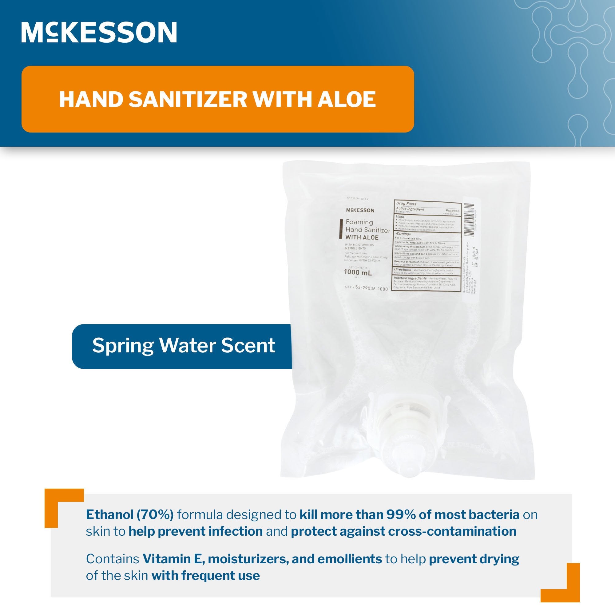 Hand Sanitizer with Aloe McKesson 1,000 mL Ethyl Alcohol Foaming Dispenser Refill Bag - image 3