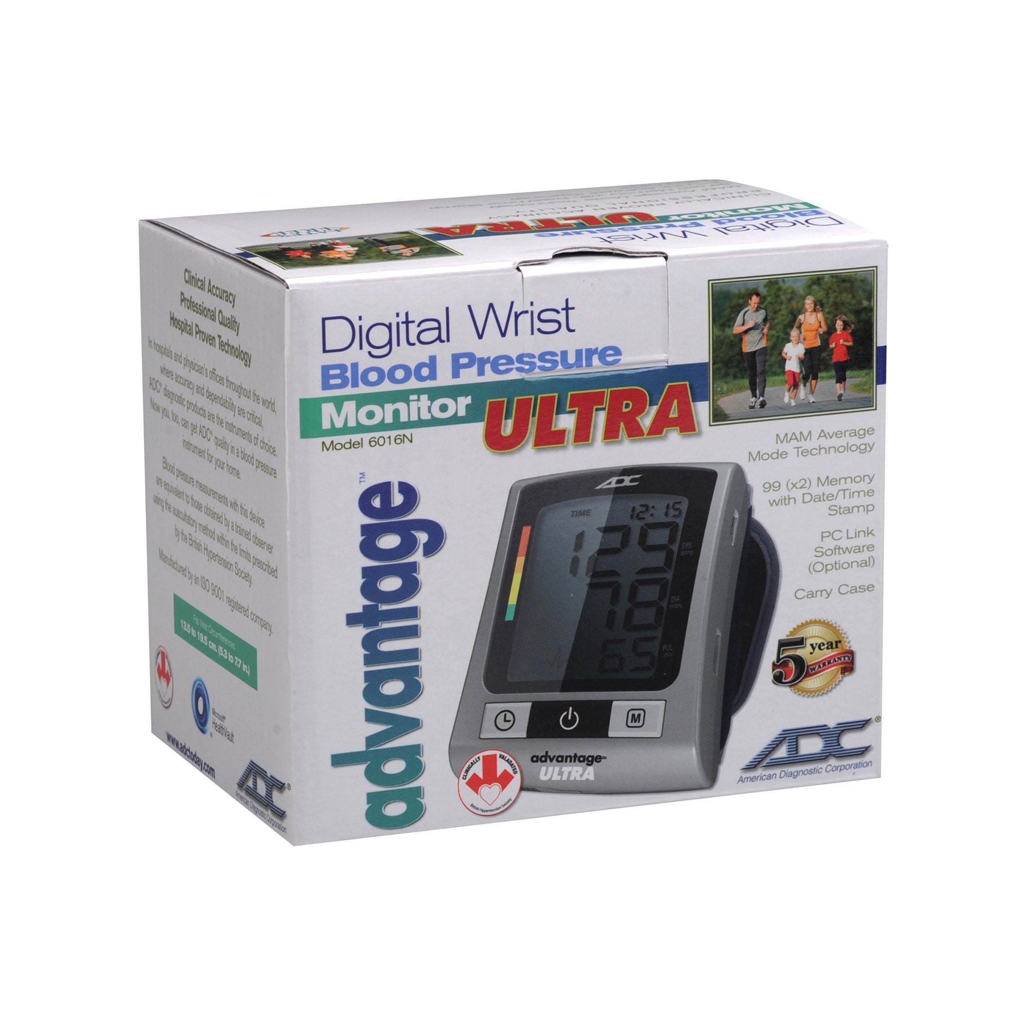Home Automatic Digital Blood Pressure Monitor Advantage™ Ultra Series Adult Cuff Nylon Cuff 13.5 - 19.5 cm Wrist - image 2