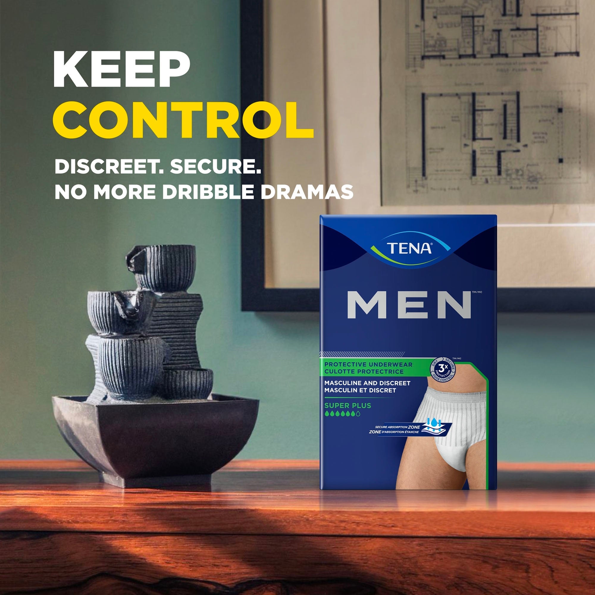 Tena Men Super Plus Absorbent Underwear Small/Medium - 16 Pack