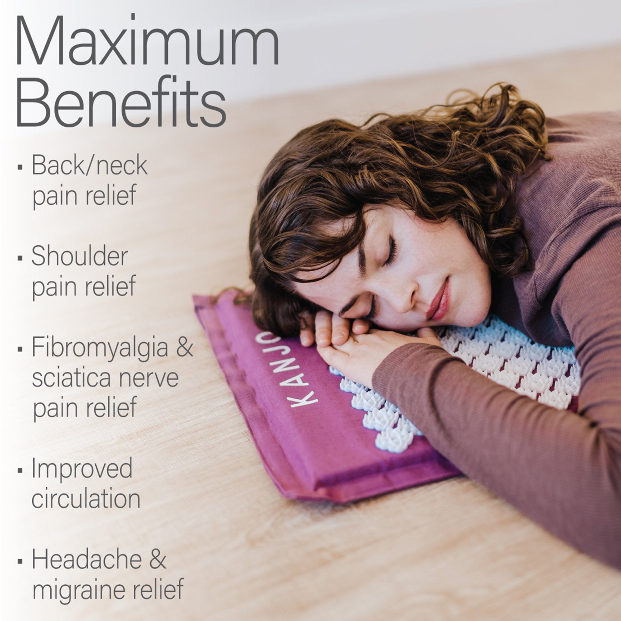 Kanjo Acupressure Mat Set Amethyst Cotton Linen Blend / Plastic Mat: 17 X 28 Inch / Pillow: 6 X 14 Inch - image 9