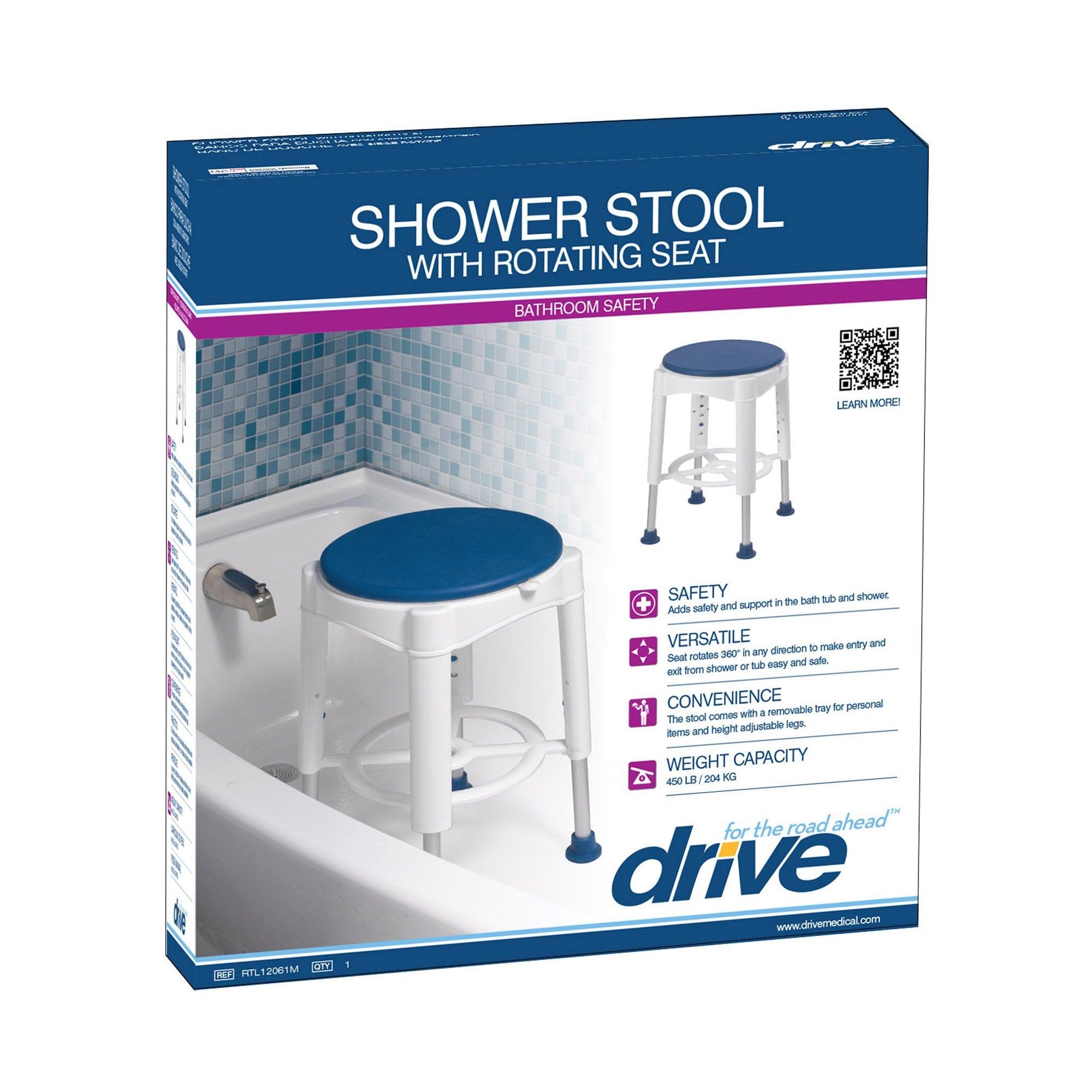 Shower Stool drive™ Without Arms Plastic Frame Without Backrest 14 Inch Seat Width 450 lbs. Weight Capacity - image 4