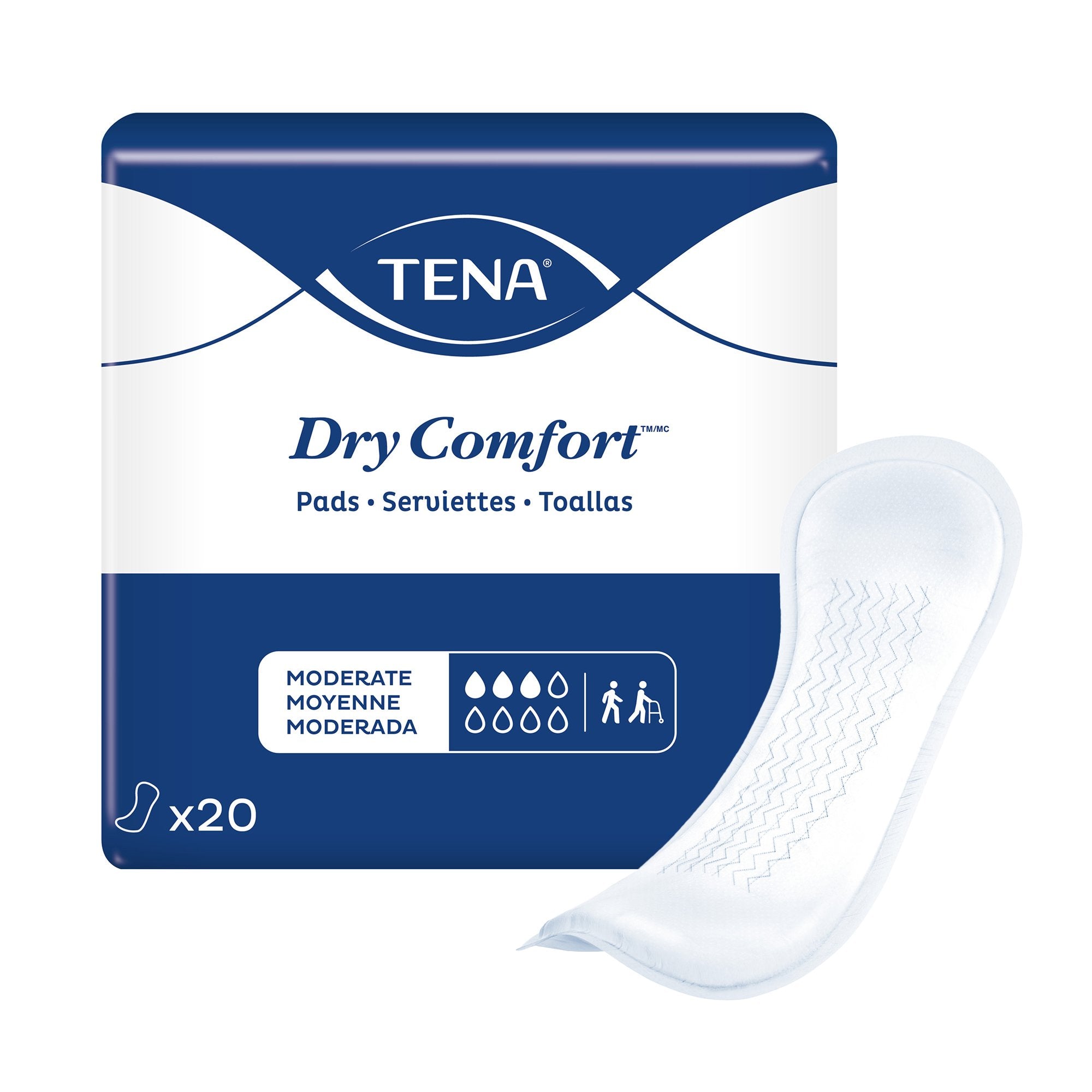 Bladder Control Pad TENA® Dry Comfort™ 11 Inch Length Moderate Absorbency Super Absorbent Core One Size Fits Most