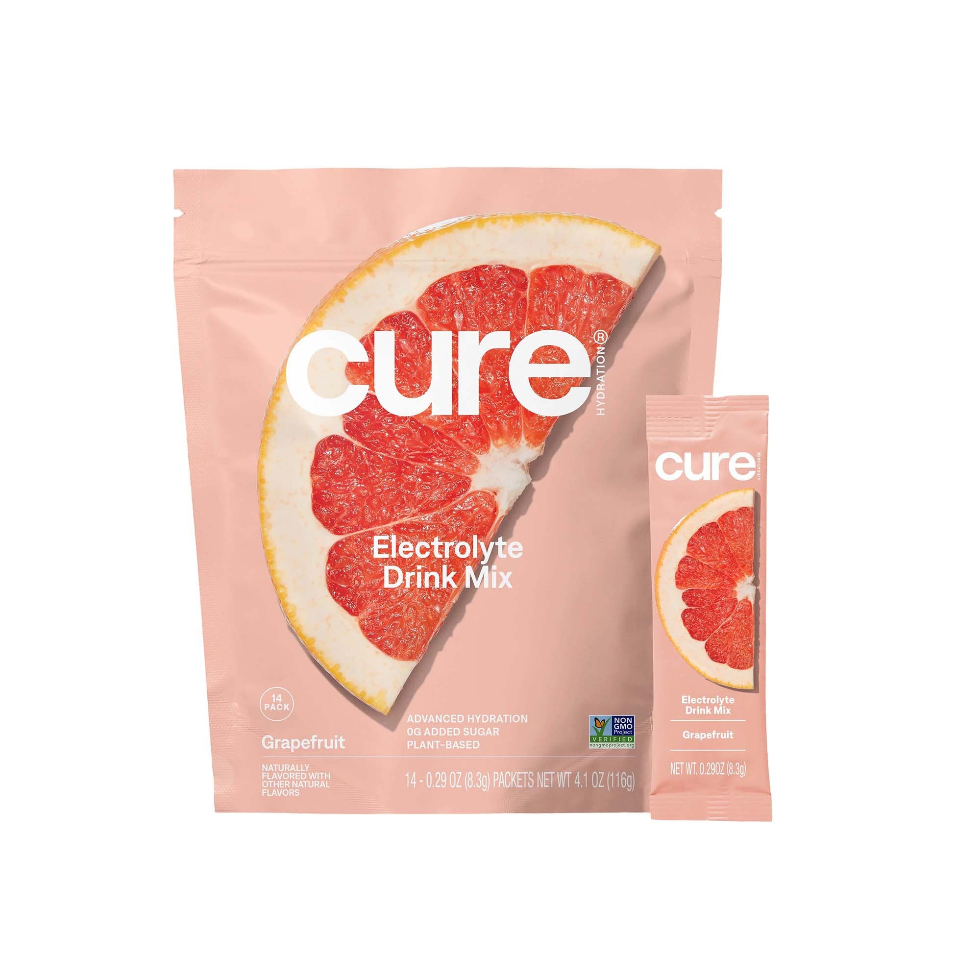 Cure Electrolyte Drink Mix made with Coconut Water, Grapefruit, 7.7-gram Packets