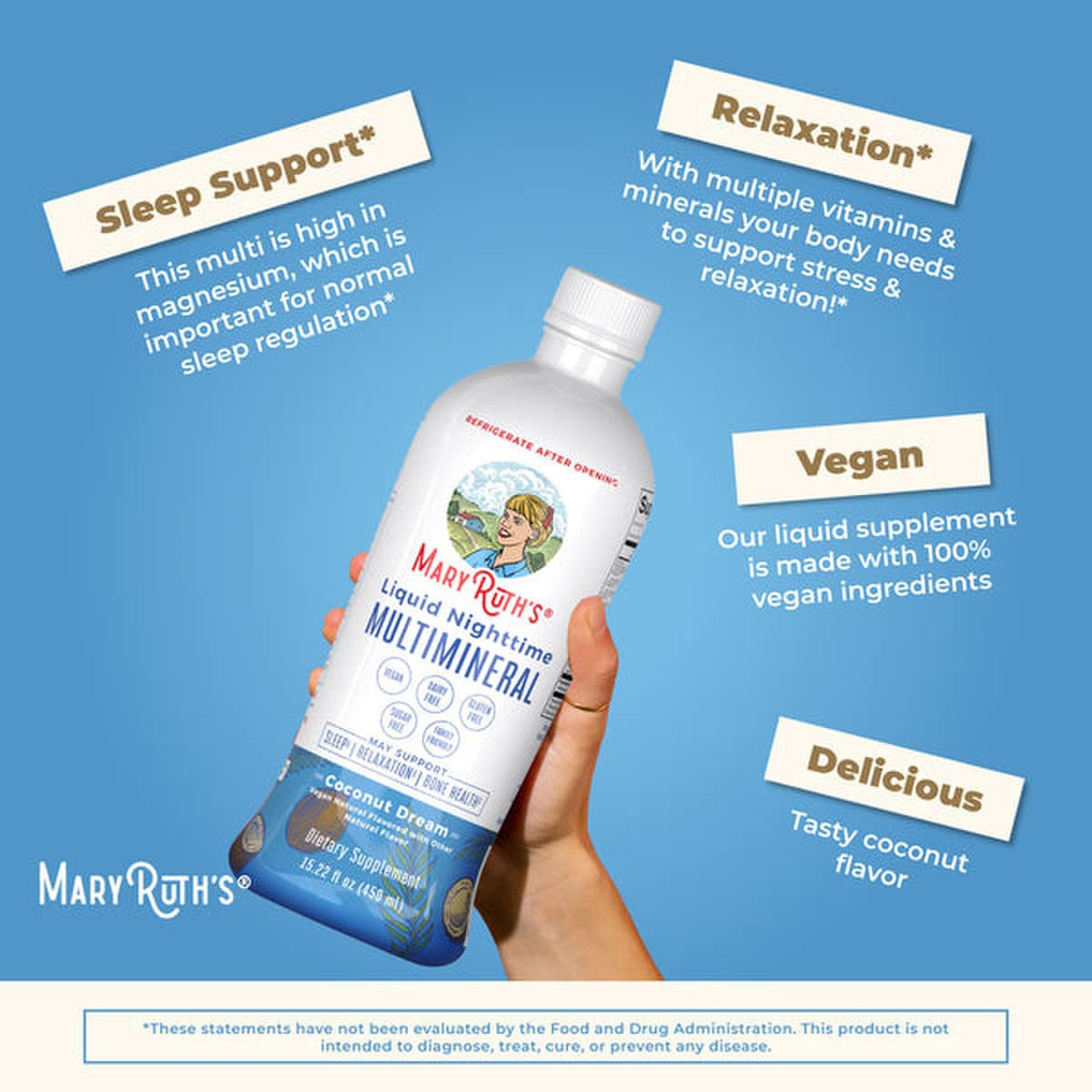 Dietary Supplement Mary Ruth's® Liquid Nighttime Multimineral Vitamin C / D / Calcium / Magnesium 1 mg - 1.7 mcg - 60 mg - 10 mg Strength Liquid 30 oz. Coconut Flavor - image 9